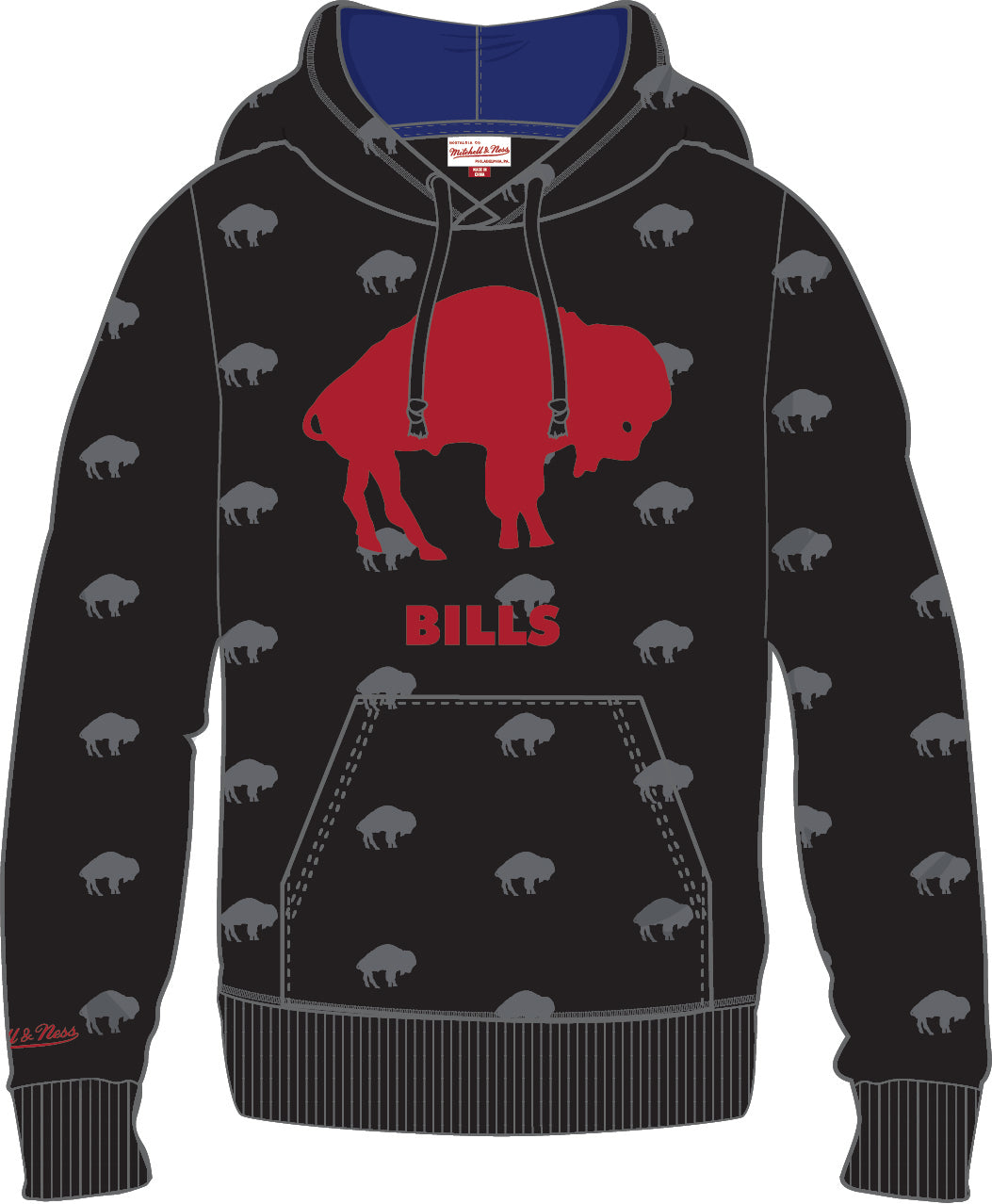 Buffalo Bills Mitchell Ness All Over Print Fleece Hoodie