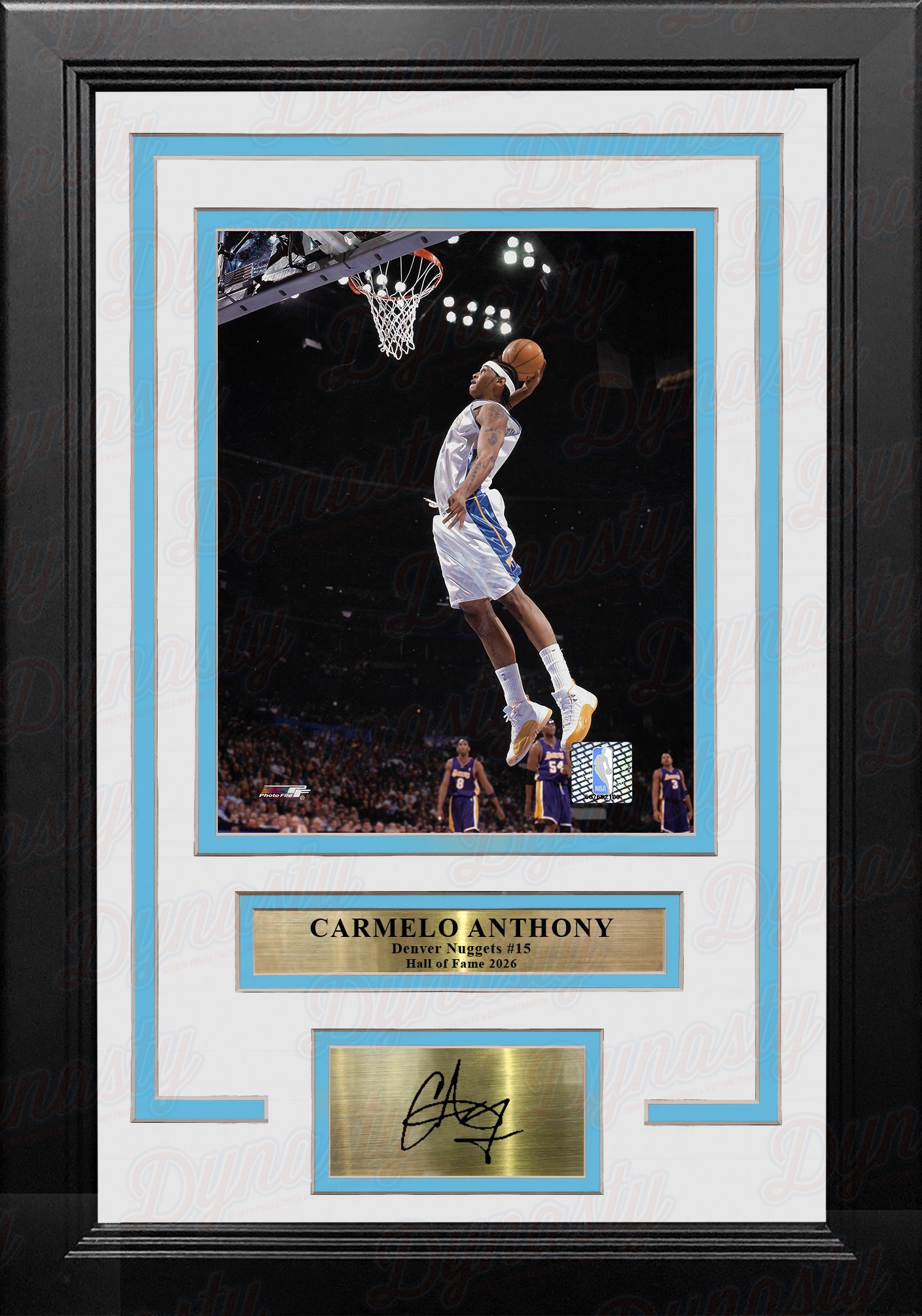Carmelo Anthony Autographed Framed Nuggets Jersey