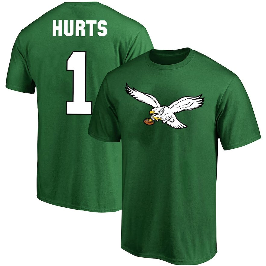 Dynasty Sports Jalen Hurts Philadelphia Eagles Player Icon Name Number T Shirt Kelly Green X Large