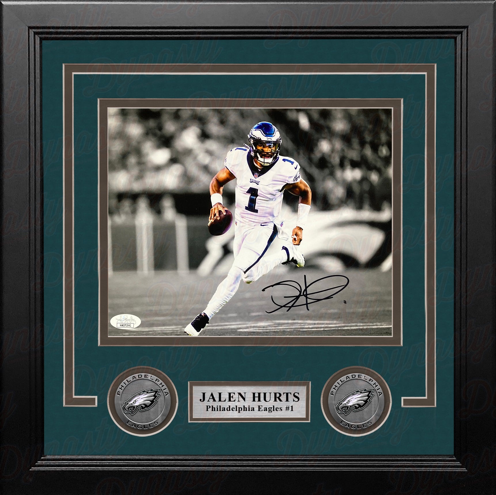 Jalen Hurts Spotlight Run Philadelphia Eagles Autographed 8 x 10 Framed  Football Photo