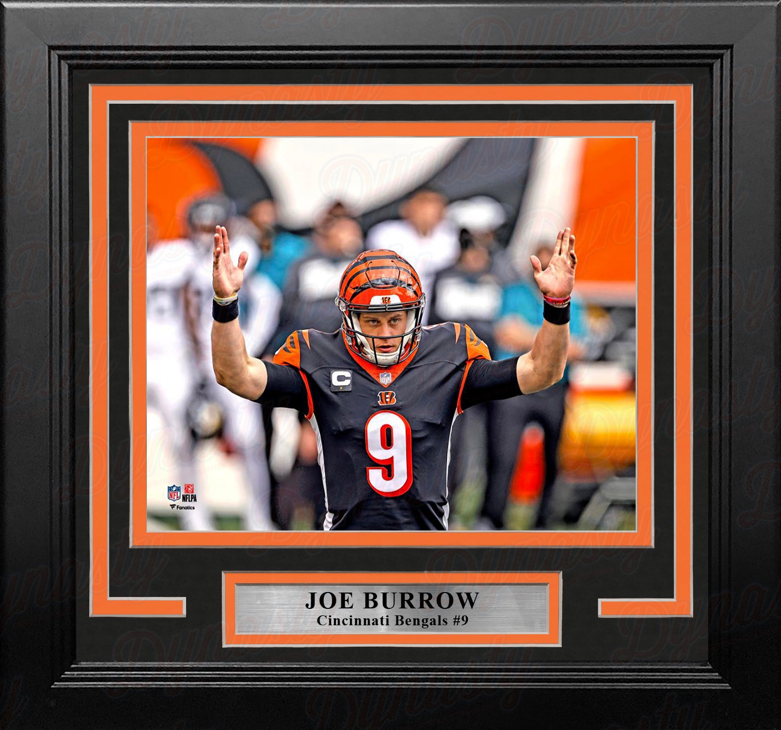 Joe Burrow in Action Cincinnati Bengals 8 x 10 Framed Football Photo with  Engraved Autograph