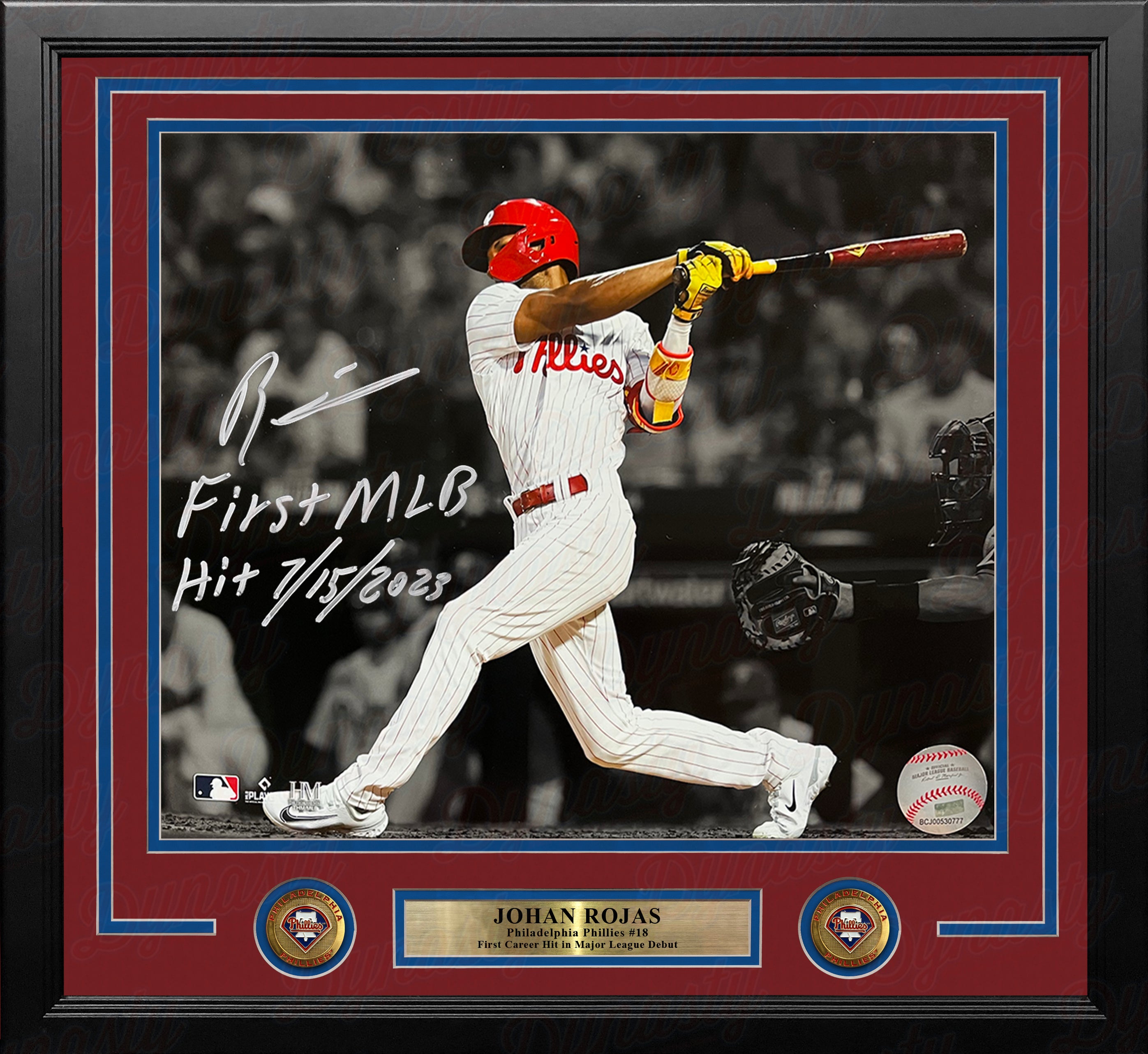 Bryson Stott Philadelphia Phillies Autographed Framed First MLB Hit  Blackout Baseball Photo