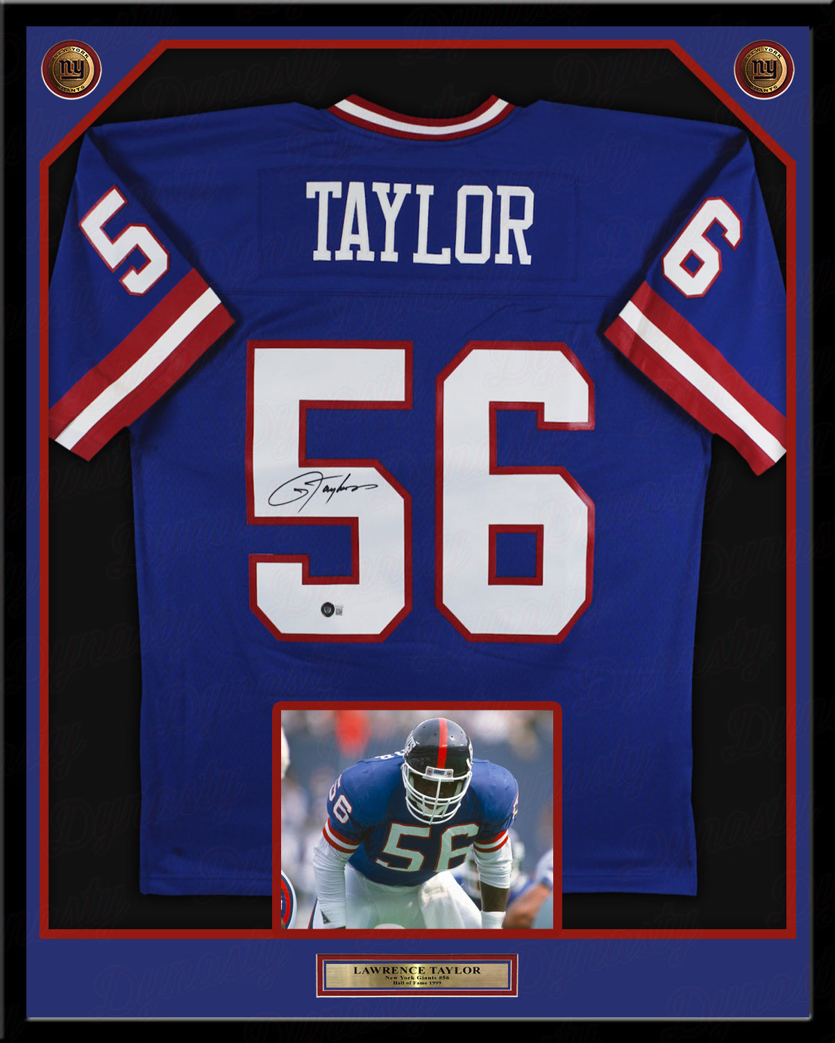 Lawrence Taylor New York Giants Autographed Framed Blue