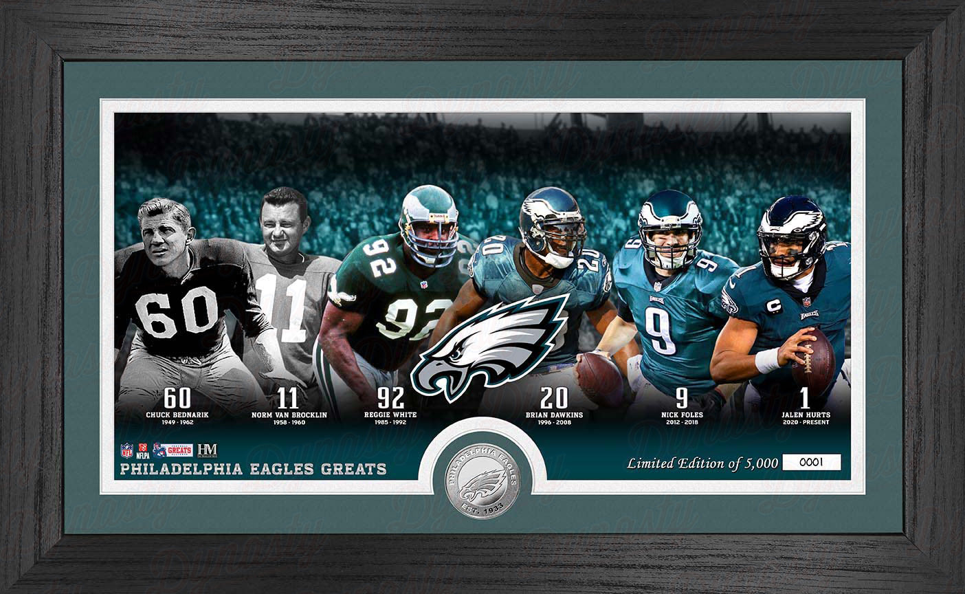 Philadelphia Eagles All-Time Greats 12x20 Highland Mint Silver Coin Framed  Photo