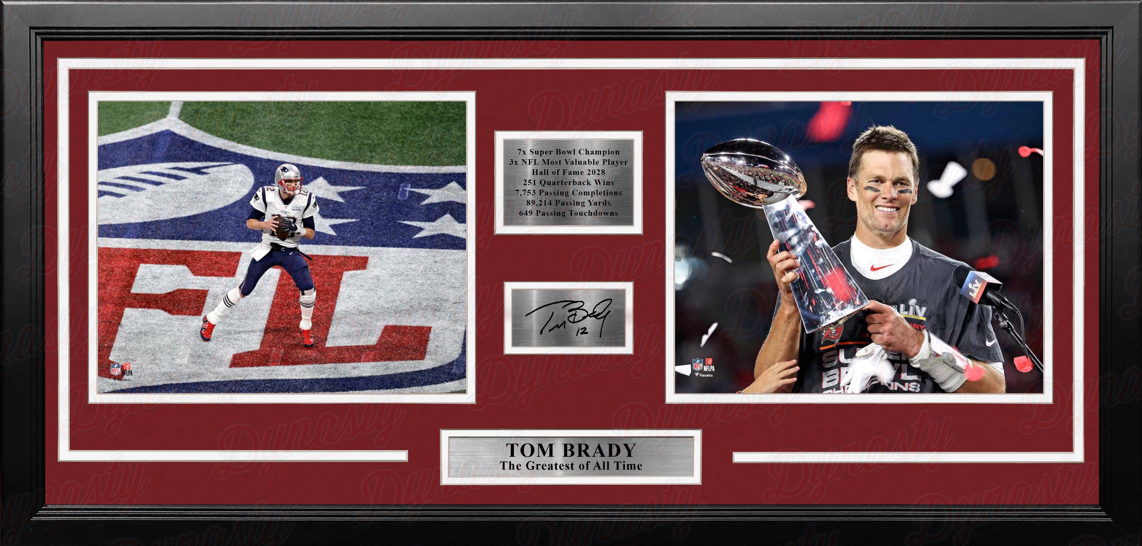 Tom Brady Greatest of All Time Framed Football Photo Collage with Career  Stats & Engraved Signature