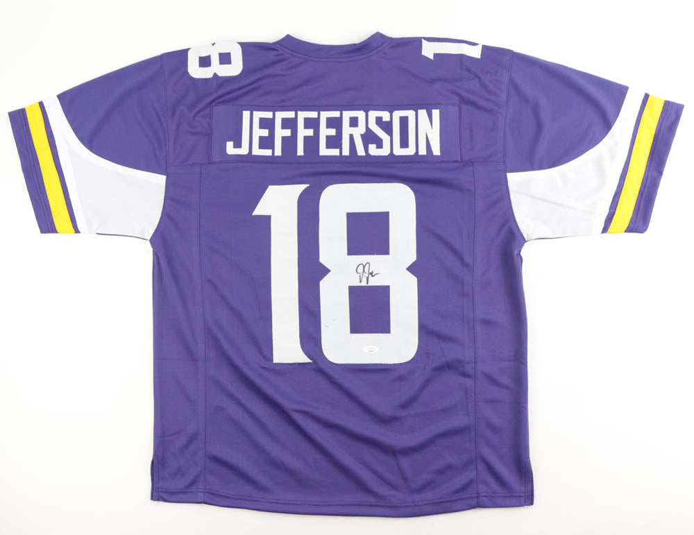 Justin Jefferson Signed Vikings Custom Framed Jersey Display (JSA)