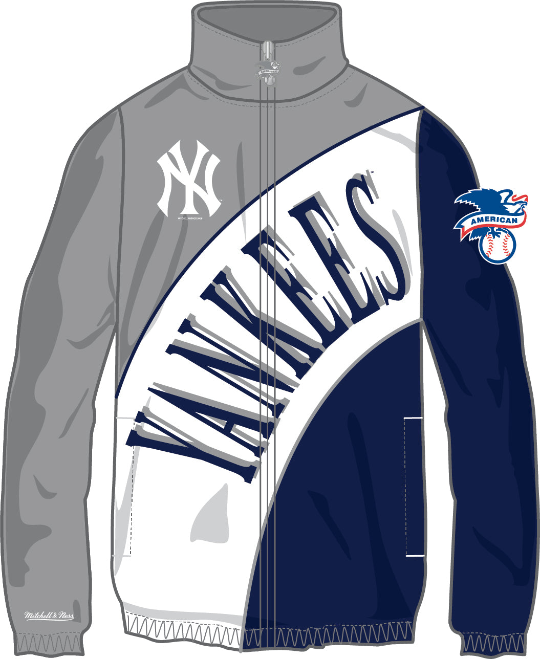Buy New York Yankees Arched Retro Lined Windbreaker Men's MLB Shop from  Mitchell & Ness. Find Mitchell & Ness fashion & more at