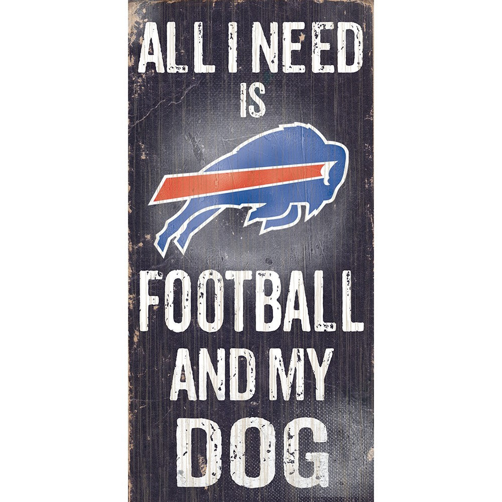 Buffalo Bills Football Dog Bone White Wooden Sign - Dynasty Sports & Framing