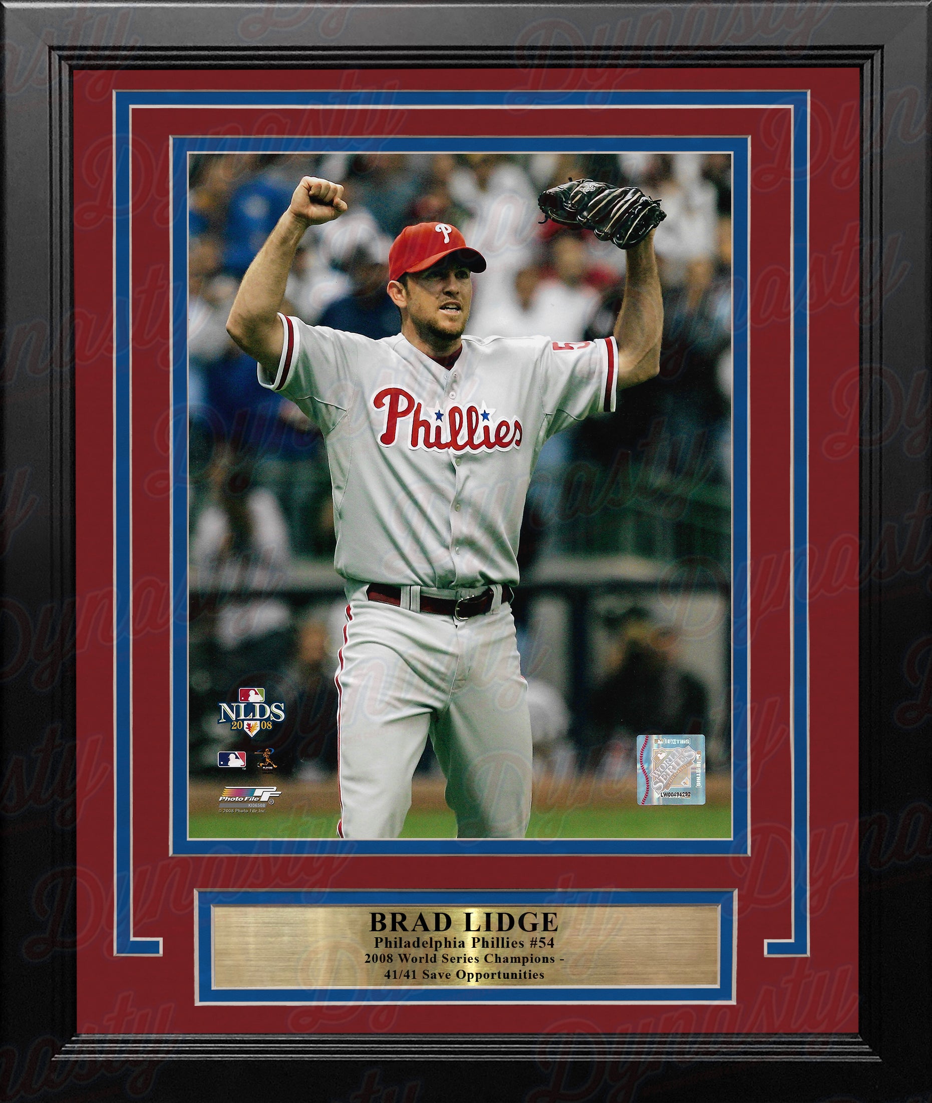 Brad Lidge 2008 Playoff Action Philadelphia Phillies 8 x 10 Framed  Baseball Photo - Dynasty Sports & Framing
