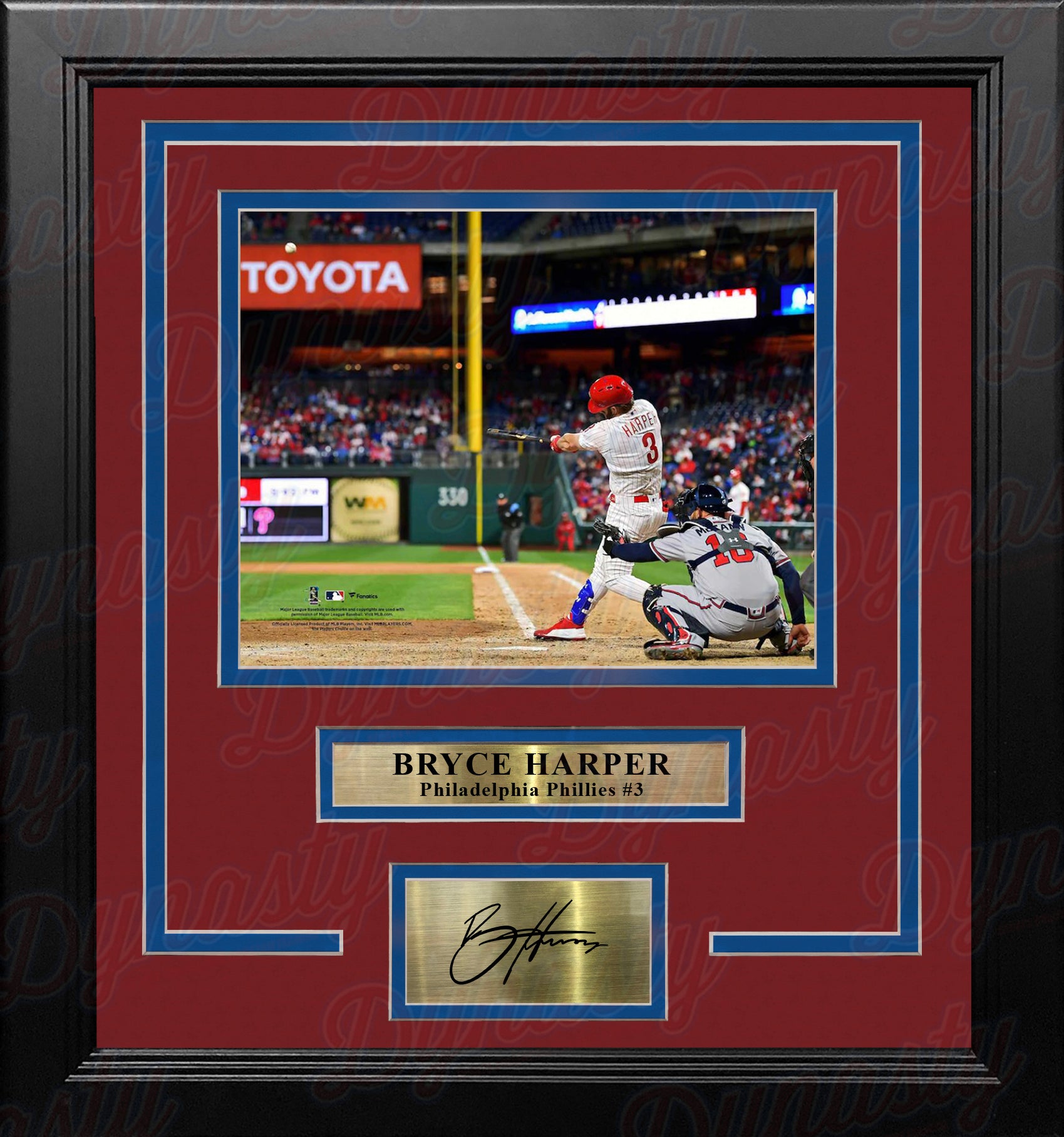 Bryce Harper Philadelphia Phillies Autographed Framed 8'' x 10'' Batting Stance in Cream Jersey Horizontal Photograph
