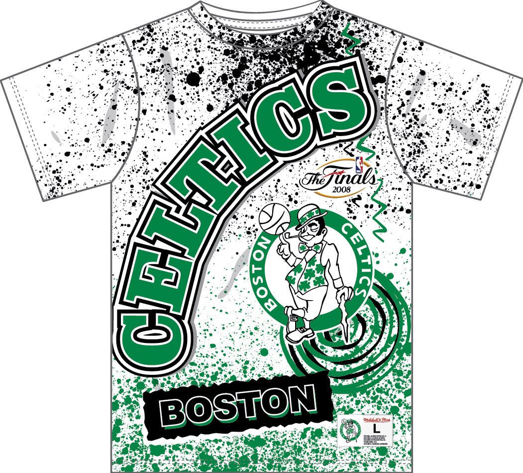 Boston Celtics Mitchell & Ness White Jumbotron 2.0 Sublimated T
