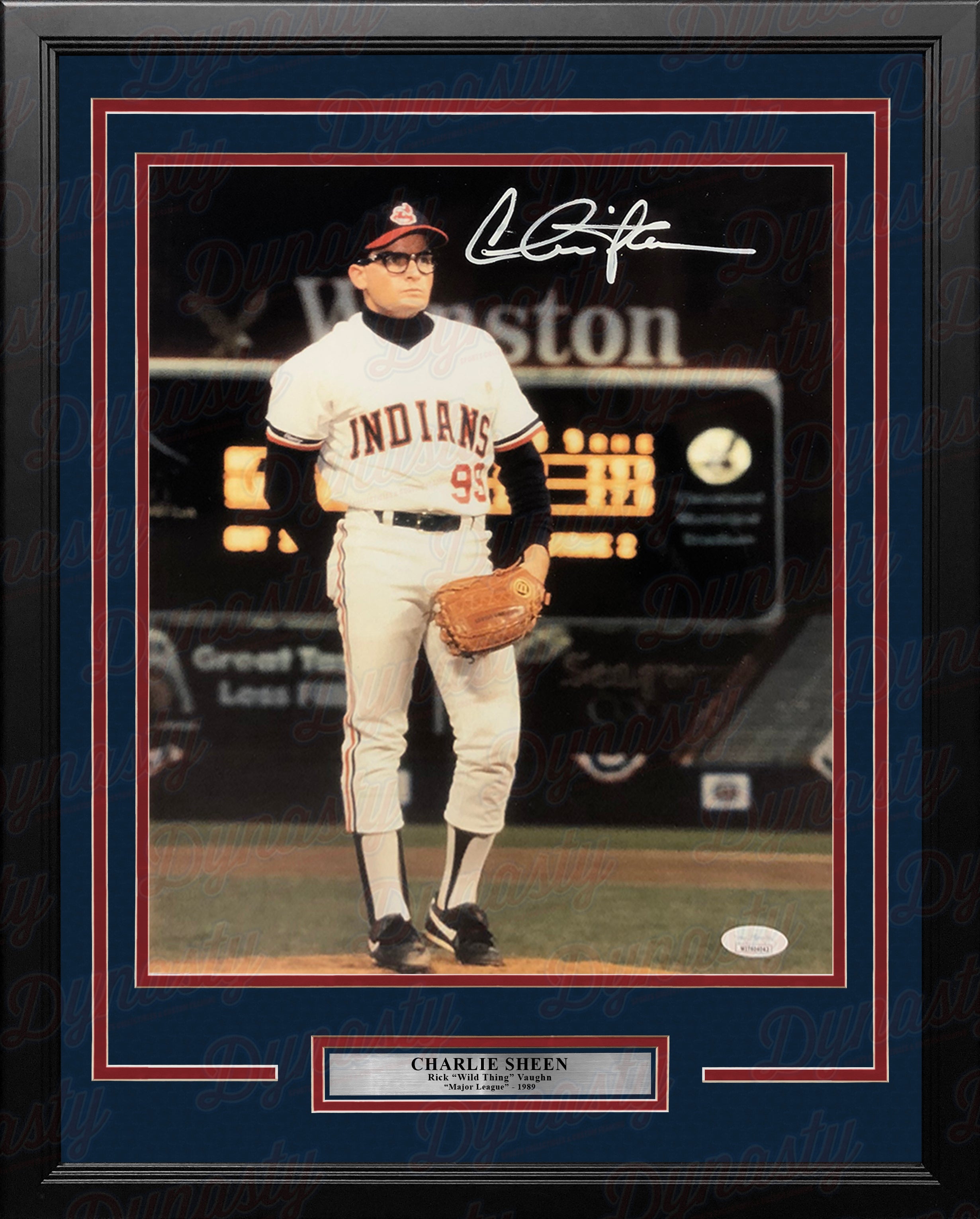 Charlie Sheen Rick Vaughn Major League Autographed 11 x 14