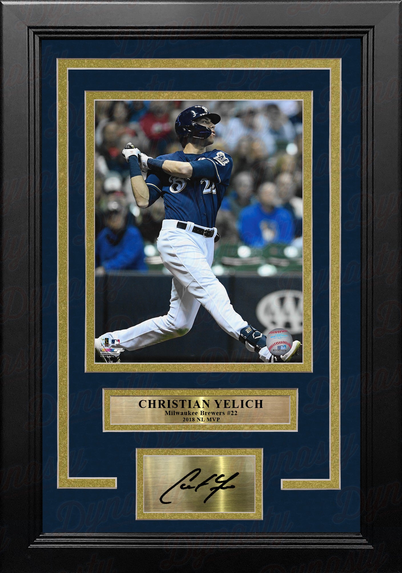 Christian Yelich Milwaukee Brewers Autographed Framed Majestic Pinstripe Replica Jersey Collage