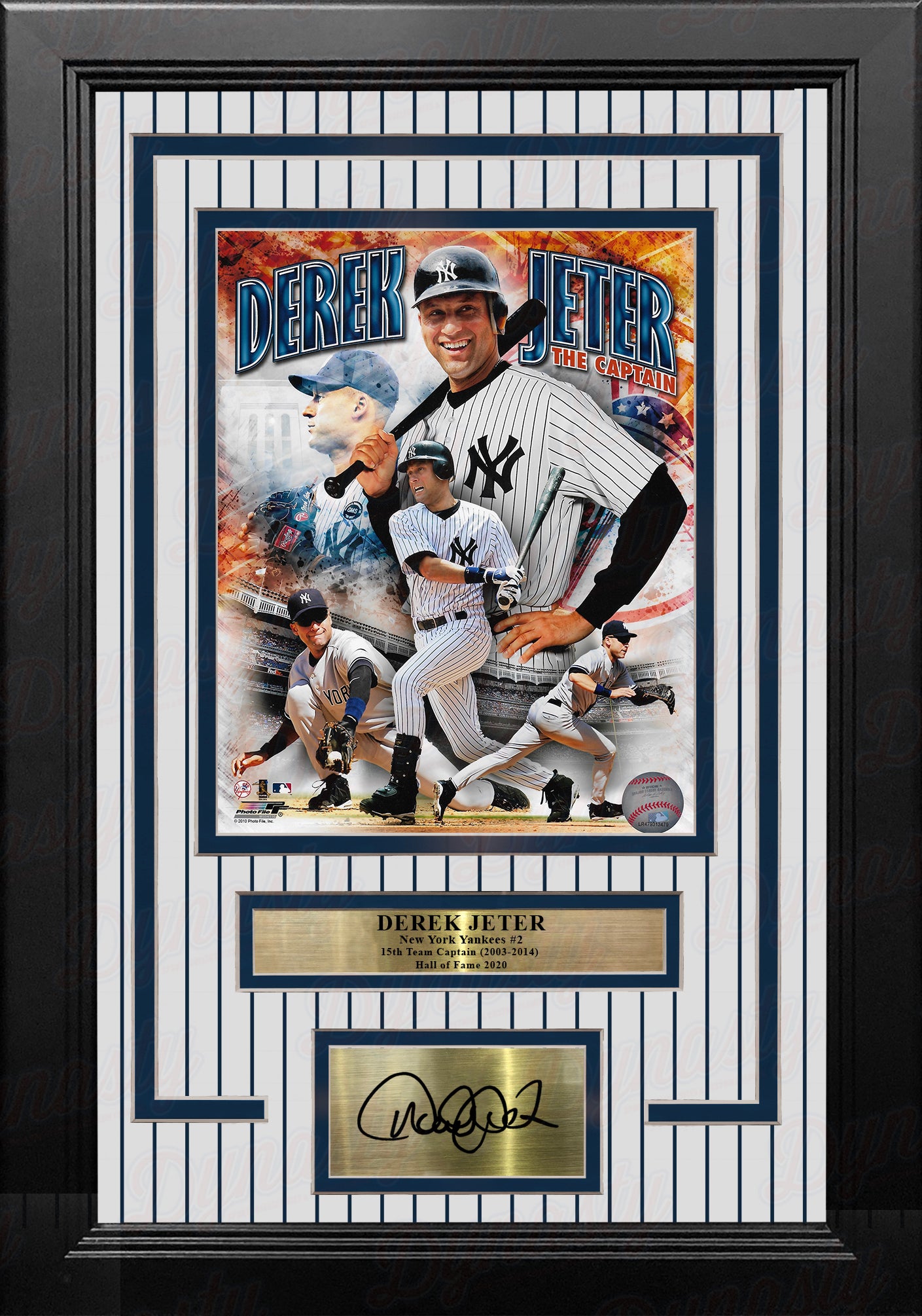Derek Jeter 32x36 Custom Framed Jersey Display with Hall of Fame Induction  Pin