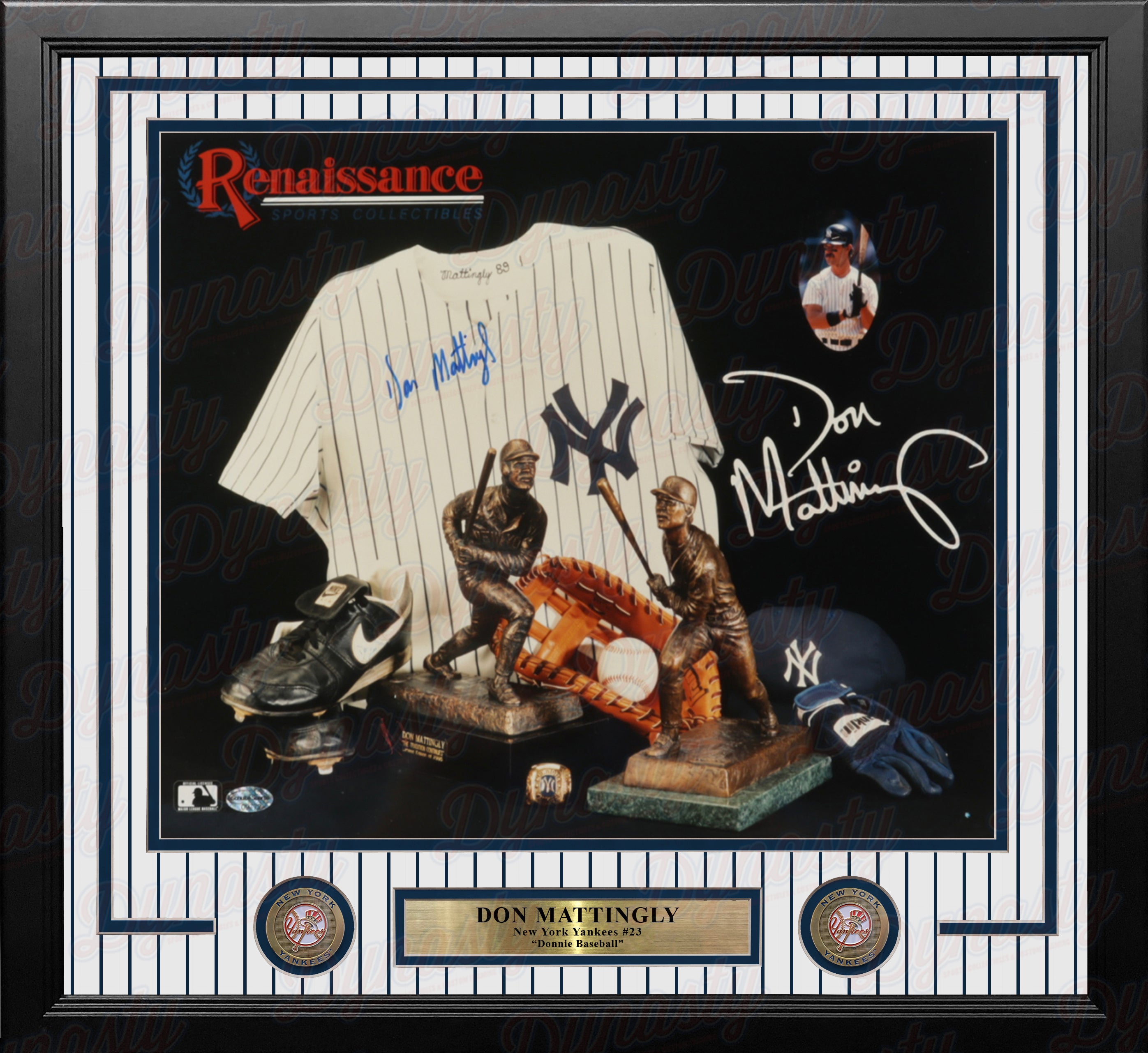 Framed Don Mattingly New York Yankees Autographed White Pinstripe
