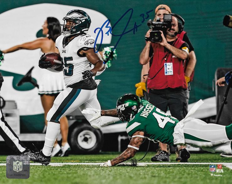 Boston Scott v. NY Jets Philadelphia Eagles Autographed 11 x 14