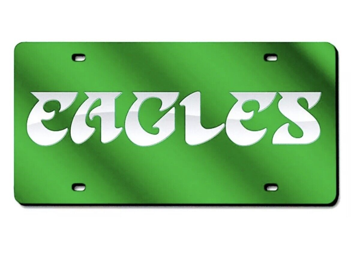 Philadelphia Eagles Throwback Kelly Green Laser Engraved Script License  Plate