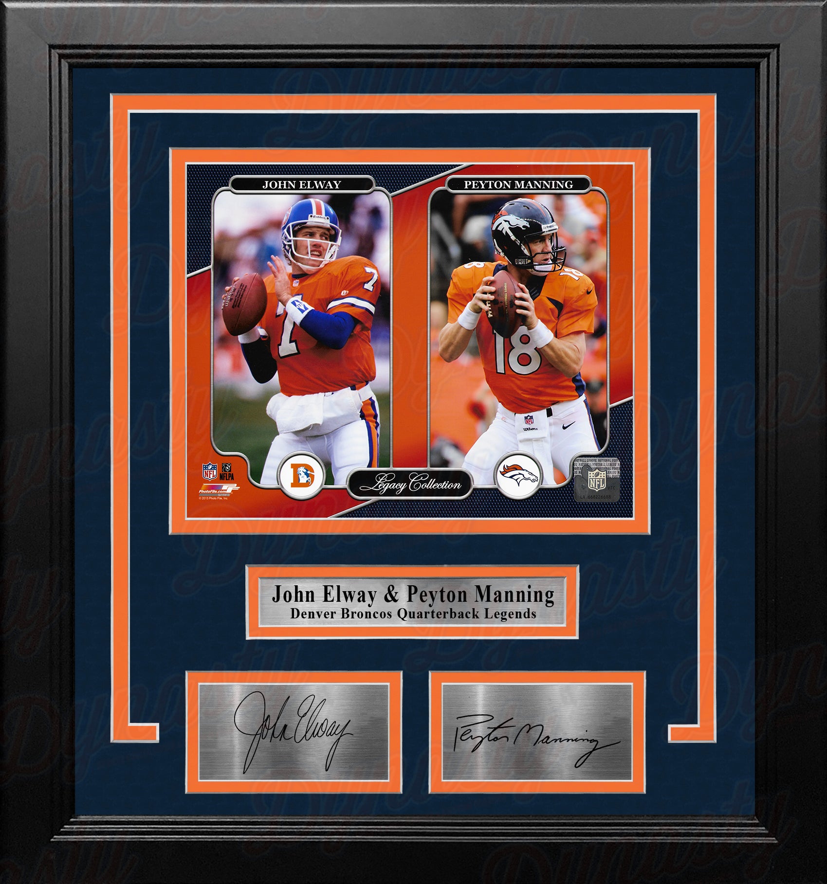 John Elway & Peyton Manning Denver Broncos 8x10 Framed