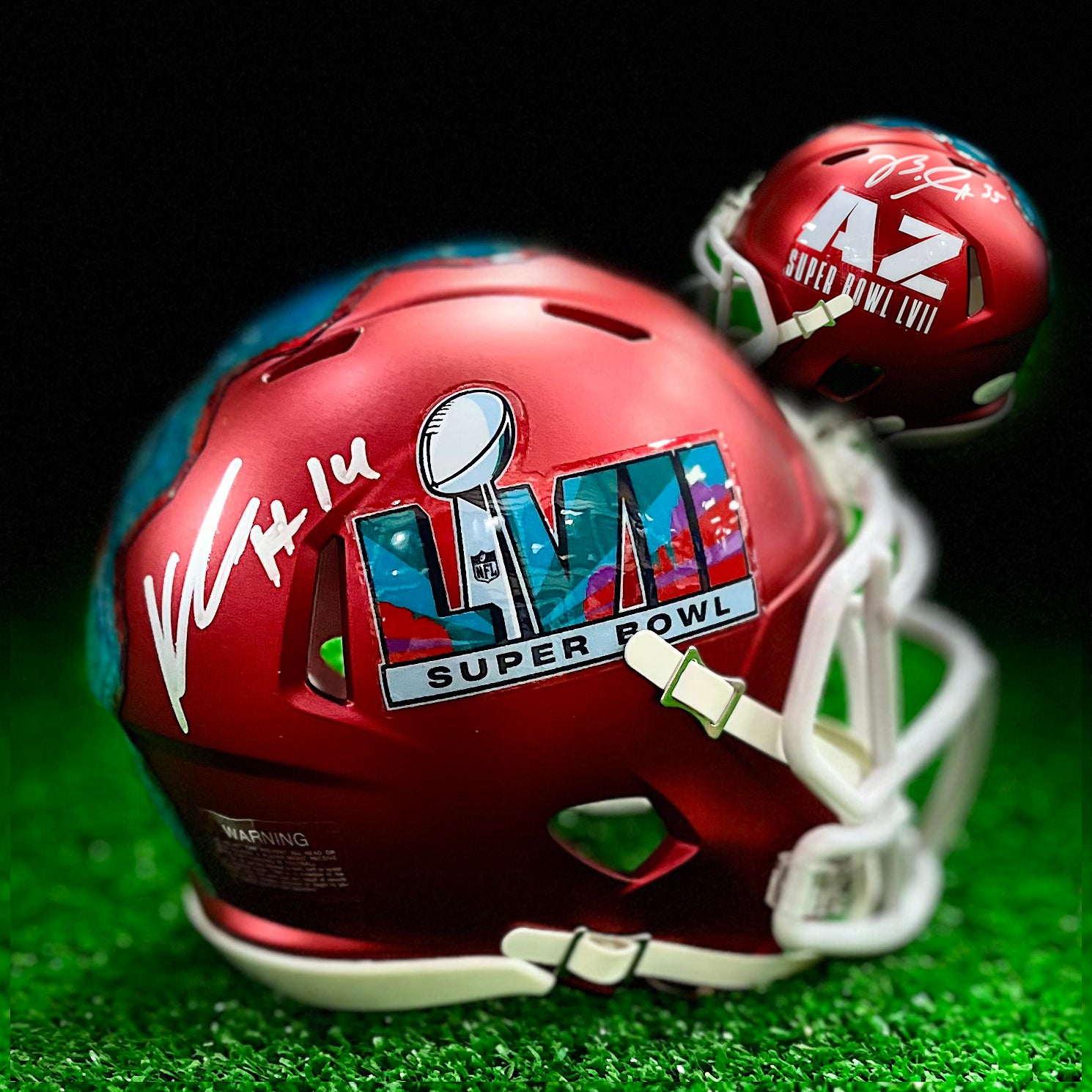 Boston Scott & Kenneth Gainwell Philadelphia Eagles Dual Signed Super Bowl  LVII Mini-Helmet