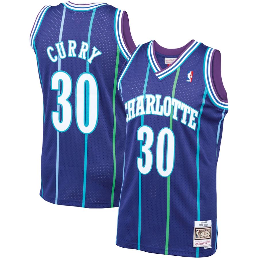 MITCHELL & NESS Dell Curry Charlotte Hornets Road 1992-93 Swingman Jersey  SMJYGS18146-CHOTEAL92DCU - Karmaloop