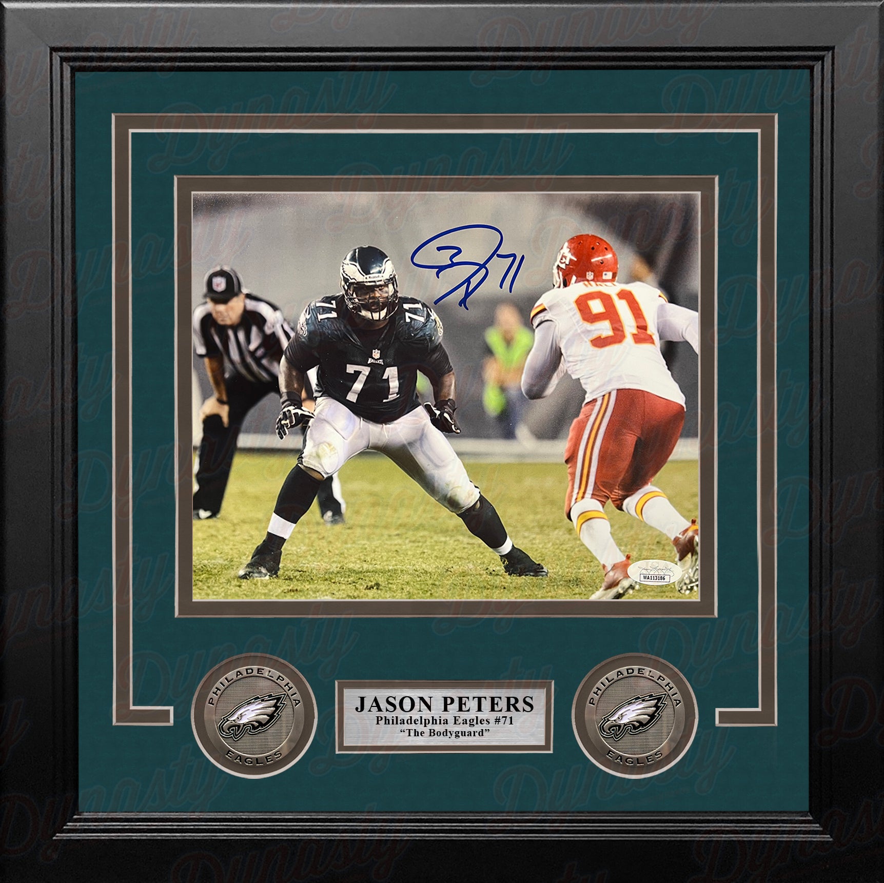 Jason Peters in Action Philadelphia Eagles Autographed Framed Football Photo