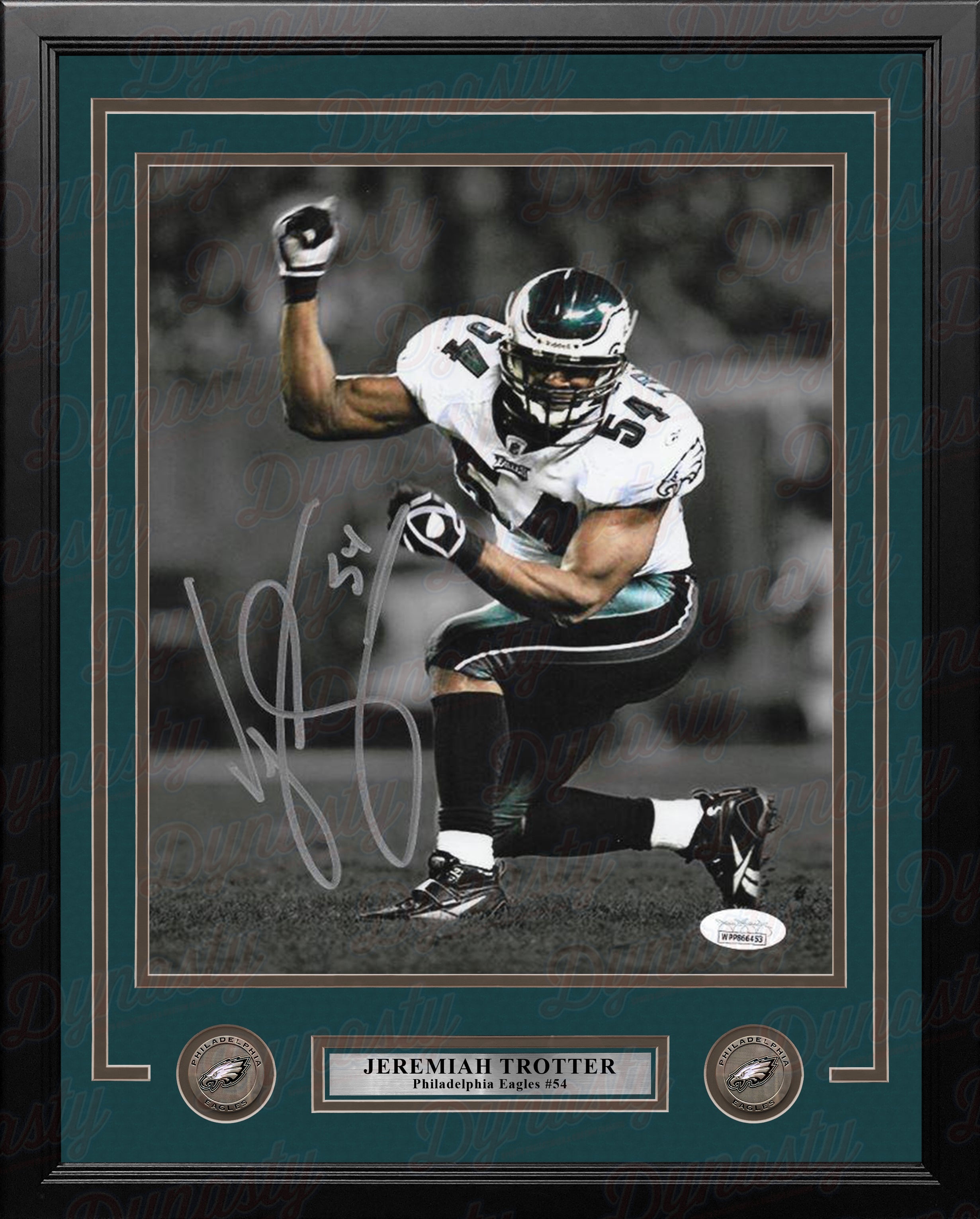 Jeremiah Trotter Blackout Philadelphia Eagles Autographed 16 x 20 Framed  Football Photo