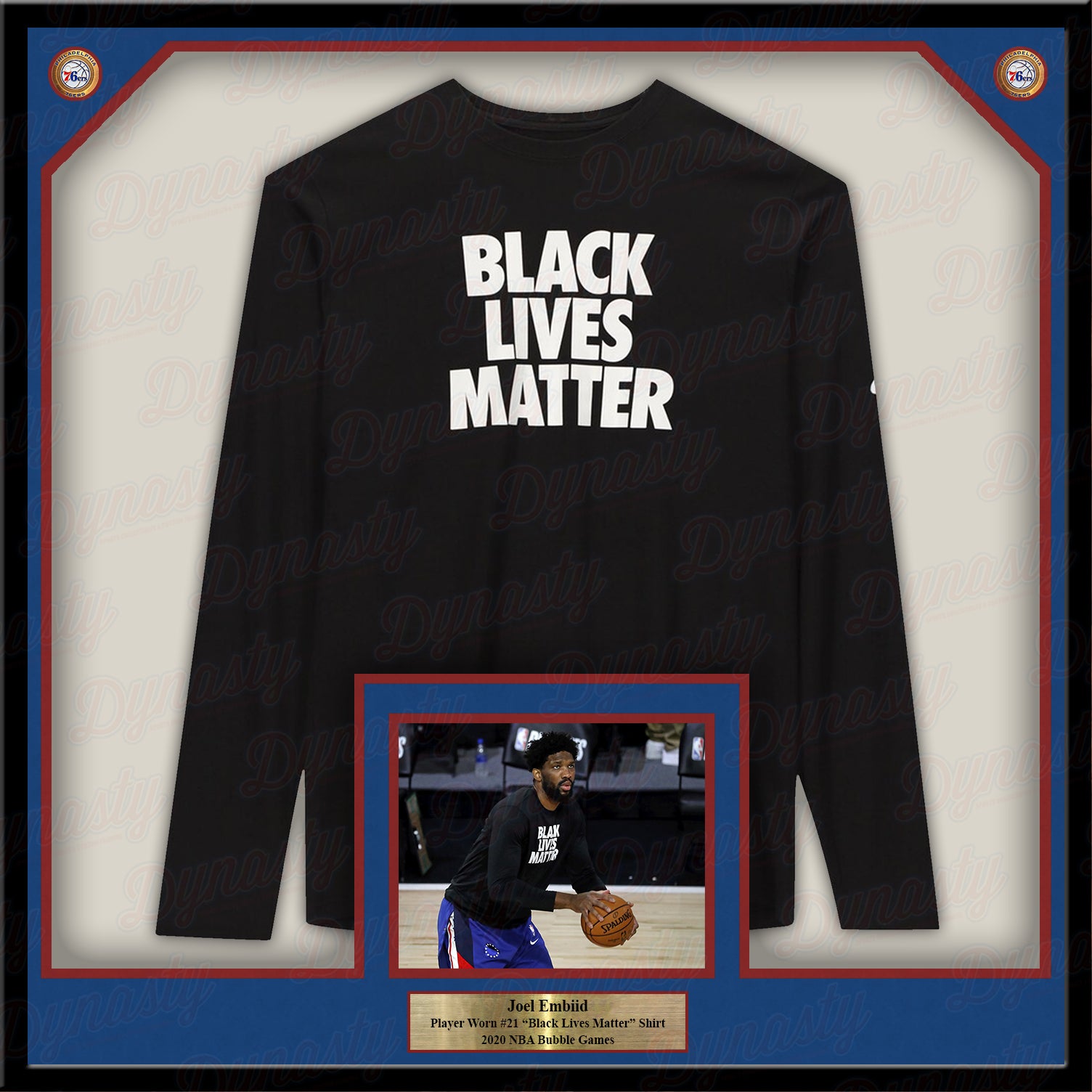 Joel Embiid Philadelphia 76ers Framed Game-Worn Black Lives Matter Shirt