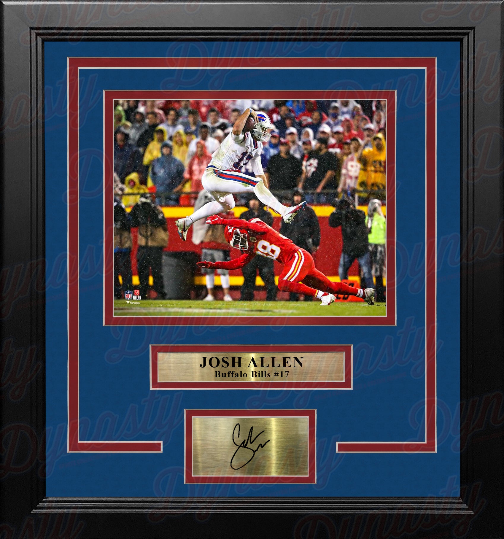 Josh Allen Defender Hurdle Buffalo Bills 8 x 10 Framed Football Photo  with Engraved Autograph