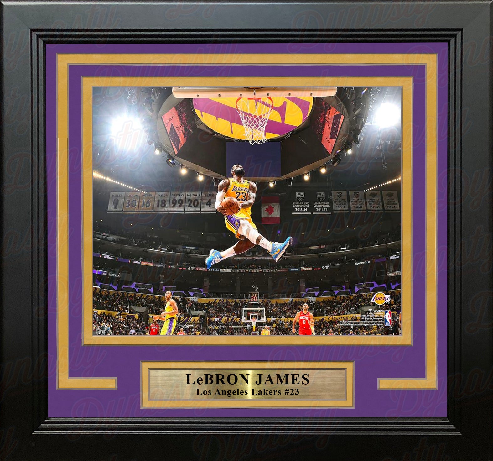 LeBron James Autographed Los Angeles Lakers Game Used Floor Curve