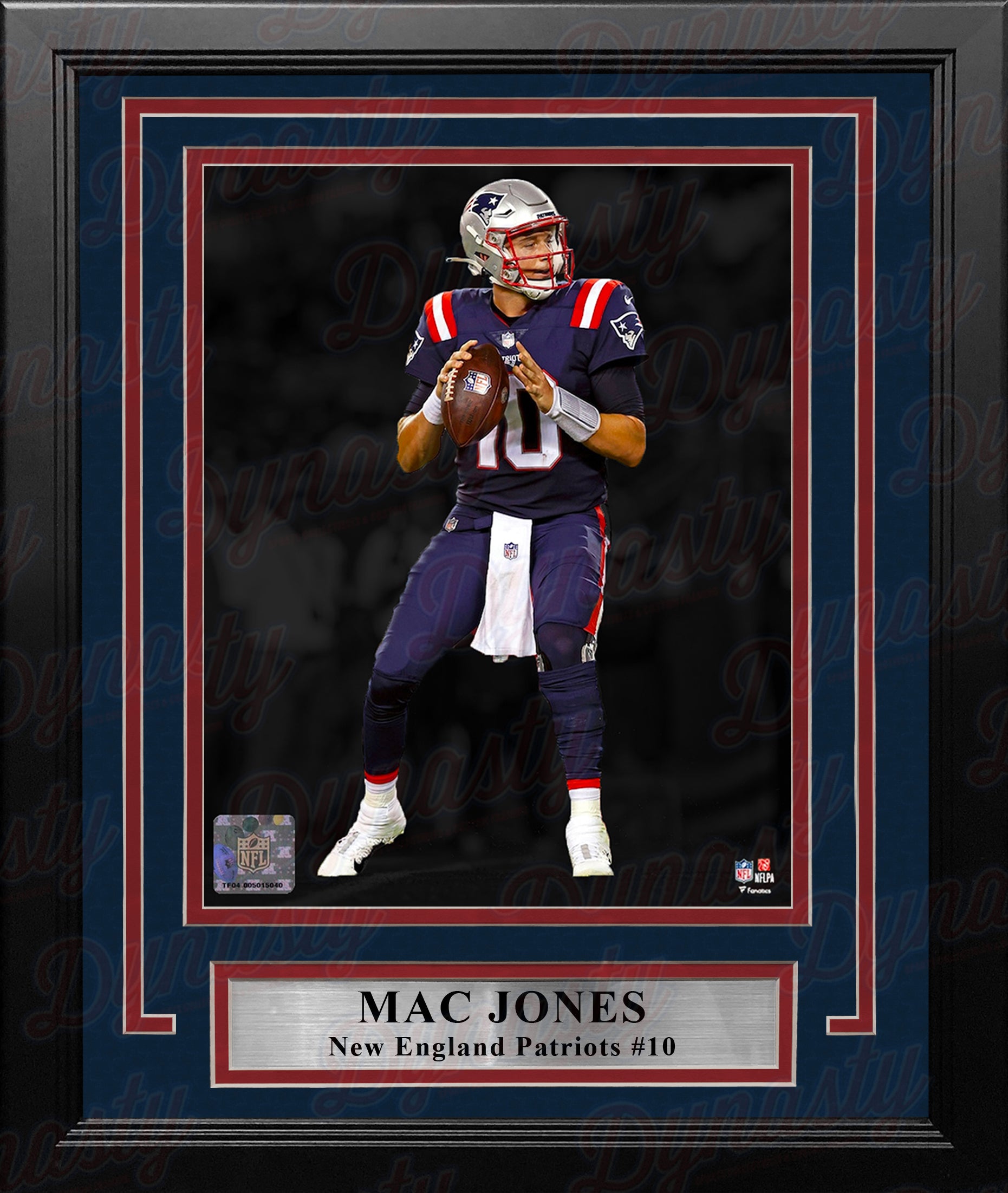 Mac Jones Blackout Action New England Patriots 8' x 10' Framed
