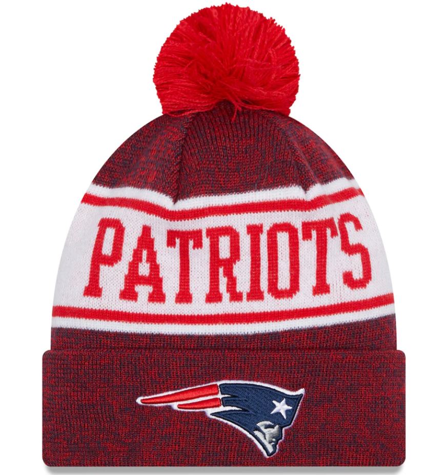 New England Patriots New Era 2023 Navy Sideline Cuffed Knit Hat with Pom