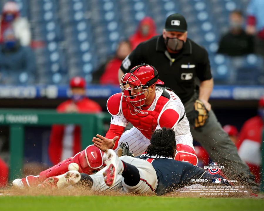 JT Realmuto Play at the Plate Philadelphia Phillies 8 x 10 Baseball Photo  - Dynasty Sports & Framing