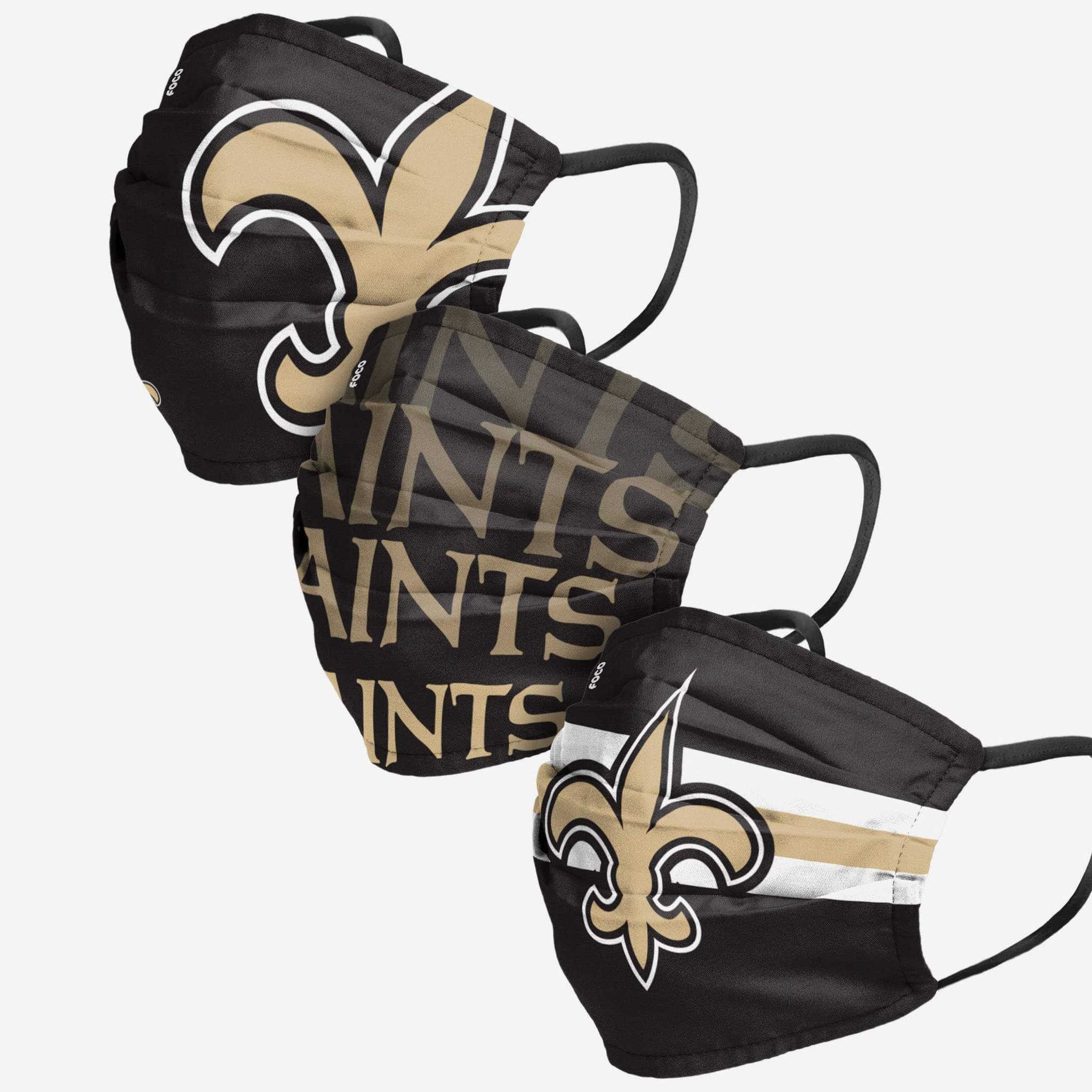 New Orleans Saints 3-Pack Match Day Face Mask Covers - Dynasty