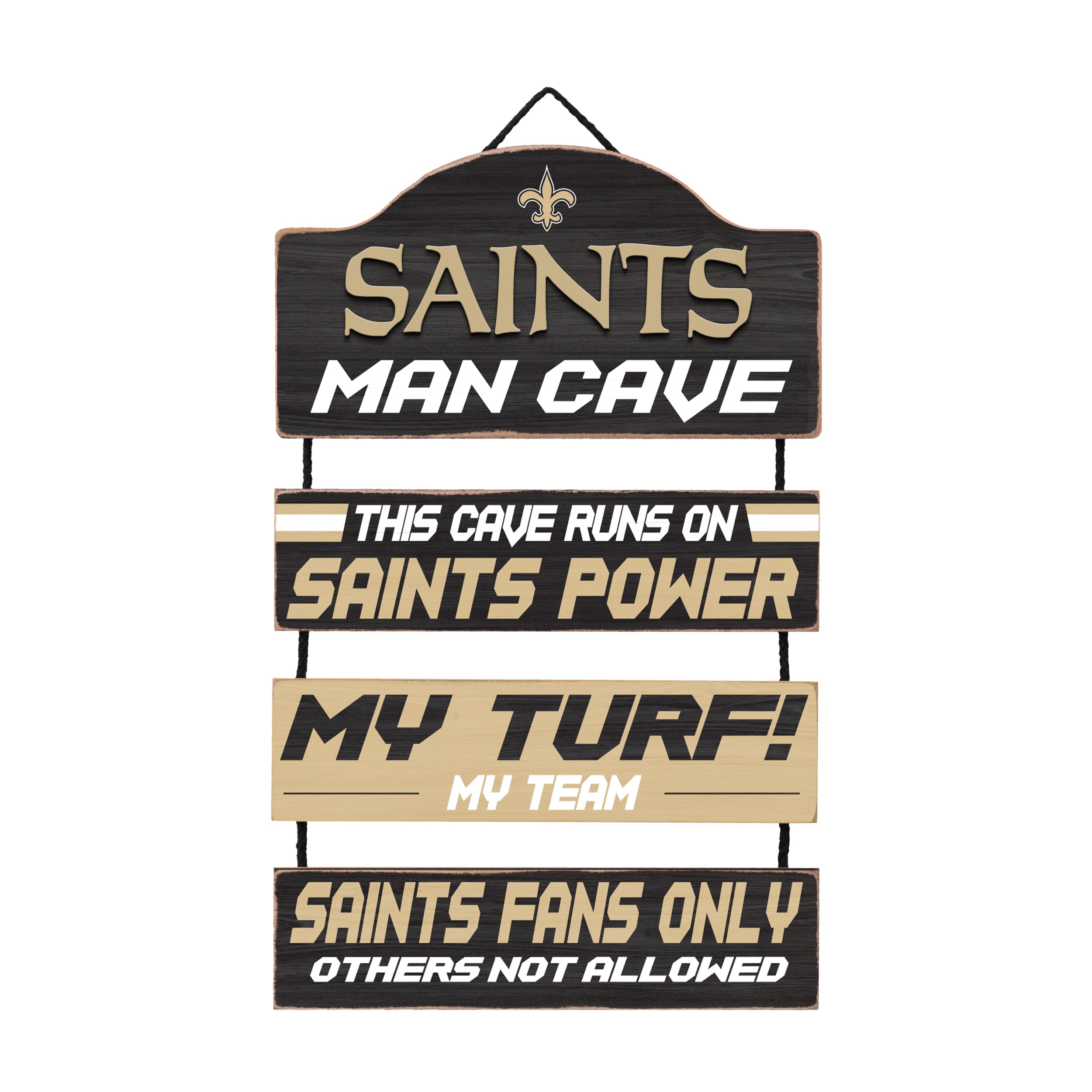 New Orleans Saints Wooden Man Cave Dangle Sign - Dynasty Sports & Framing