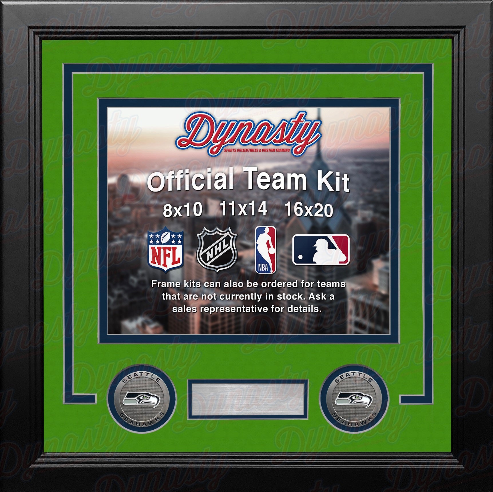 Seattle Seahawks Lime Green Custom NFL Football 16x20 Picture Frame Kit -  Dynasty Sports & Framing