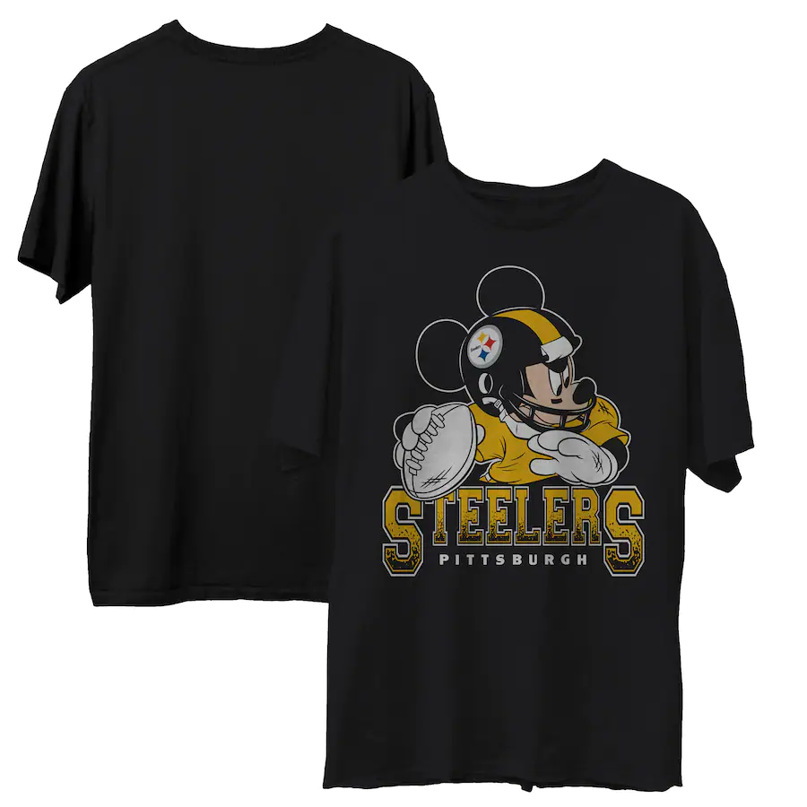 Pittsburgh Steelers Mickey at Quarterback Disney Vintage Football T-Shirt
