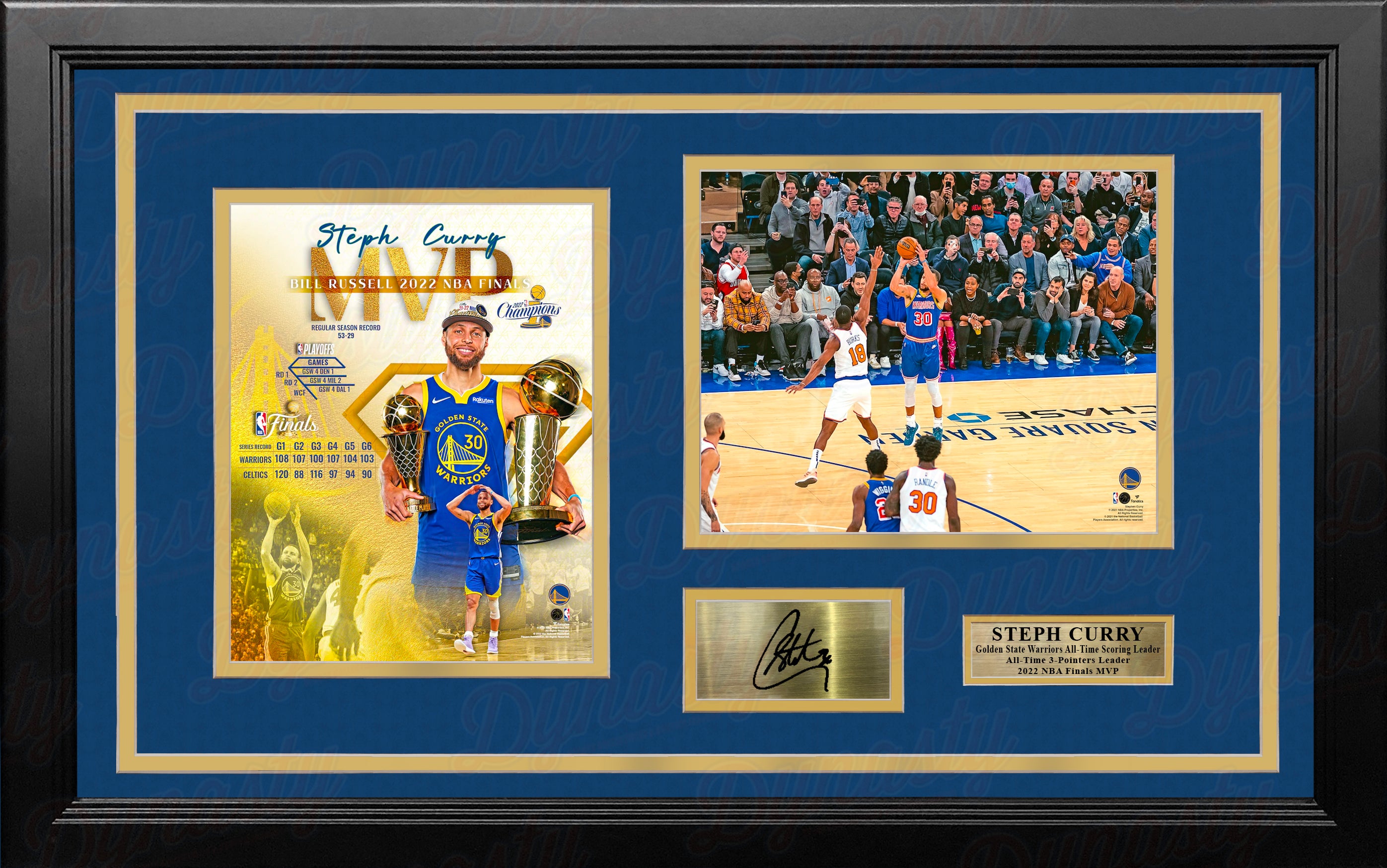 Stephen Curry Autographed and Framed Blue Warriors Jersey