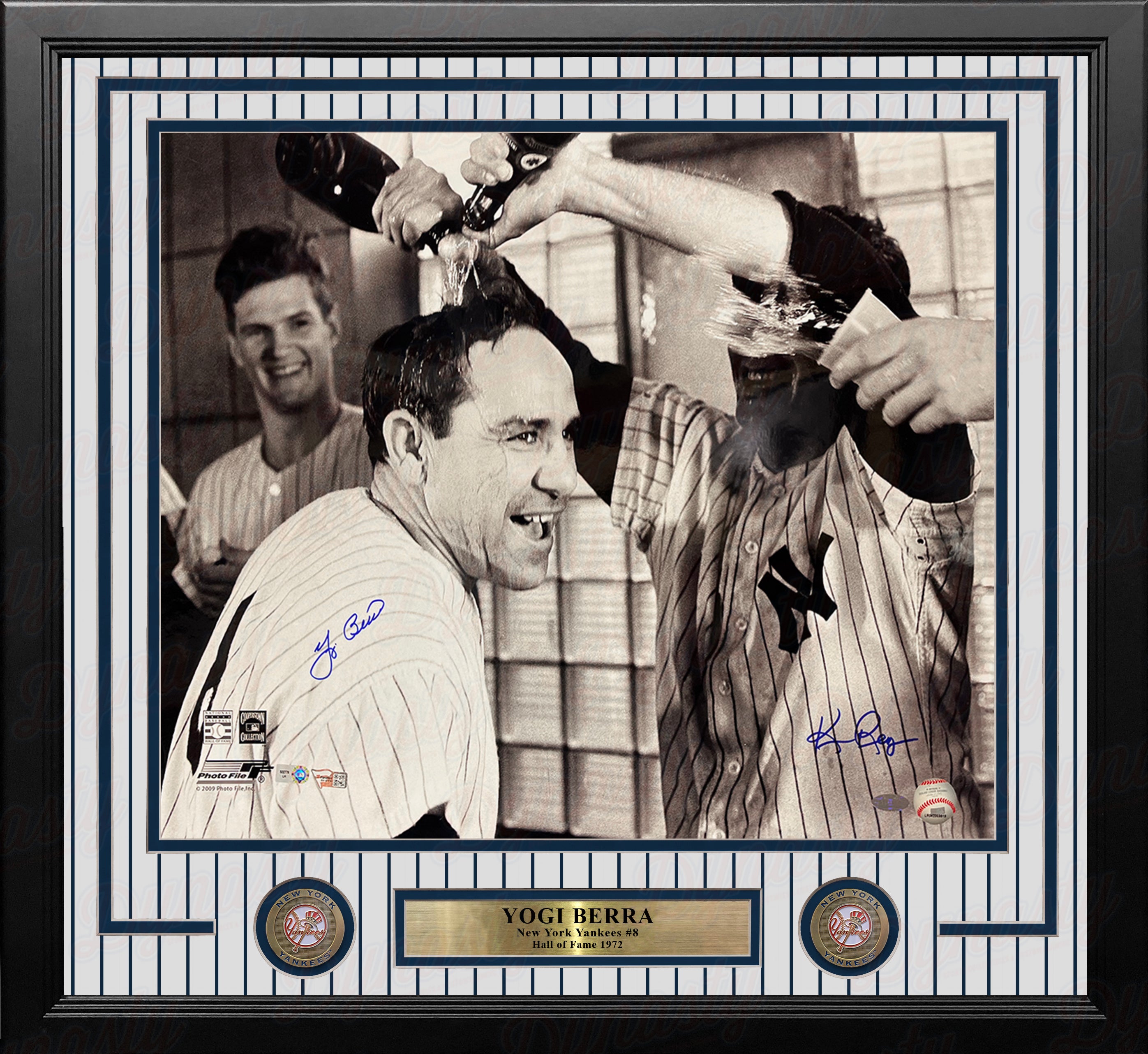 Yogi Berra Champagne Celebration New York Yankees Autographed 16 x 20  Framed Baseball Photo