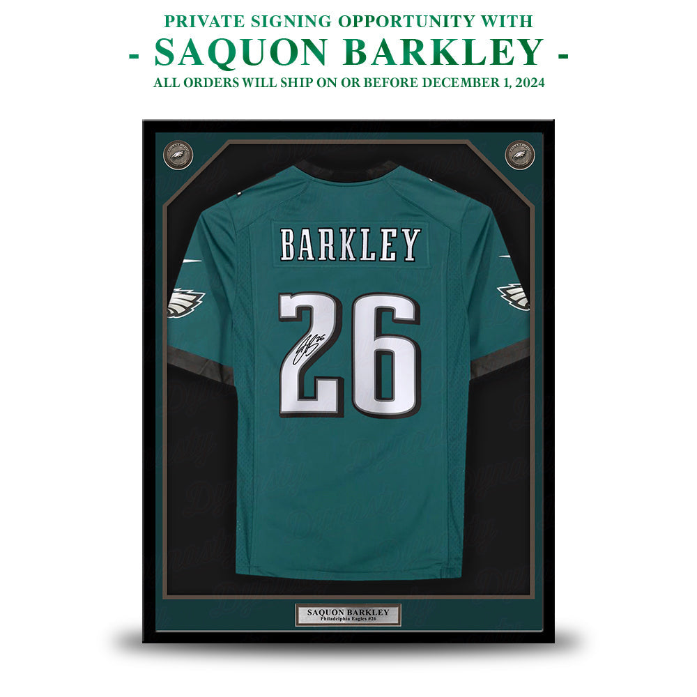 Saquon Barkley Autograph Philadelphia Eagles Framed Nike Jersey | Pre-Sale Opportunity