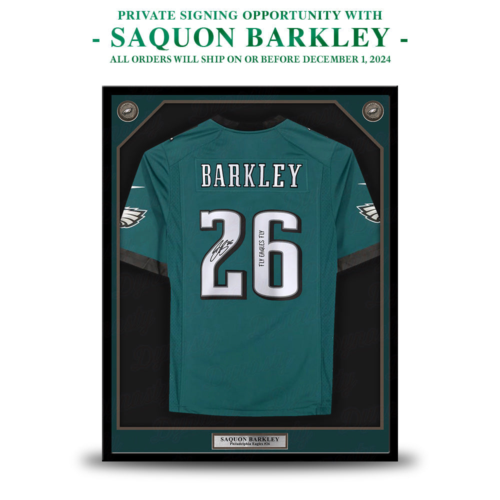 Saquon Barkley Autograph Philadelphia Eagles Framed Nike Jersey | Pre-Sale Opportunity