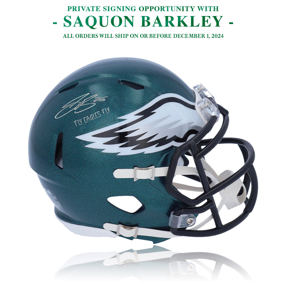 Saquon Barkley Autograph Philadelphia Eagles Full-Size Replica Helmet | Pre-Sale Opportunity