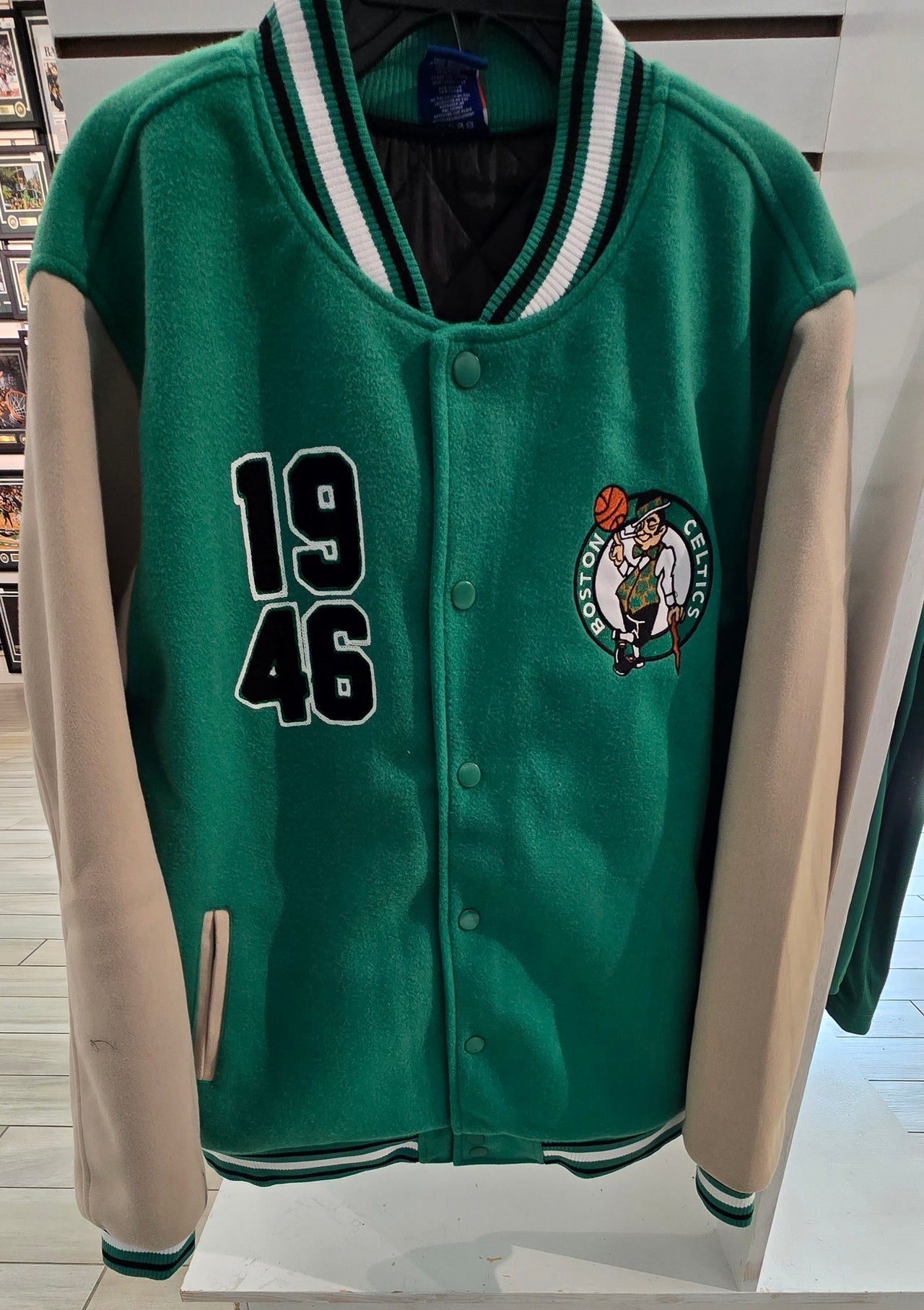 Boston Celtics Embroidered Varsity Button Jacket