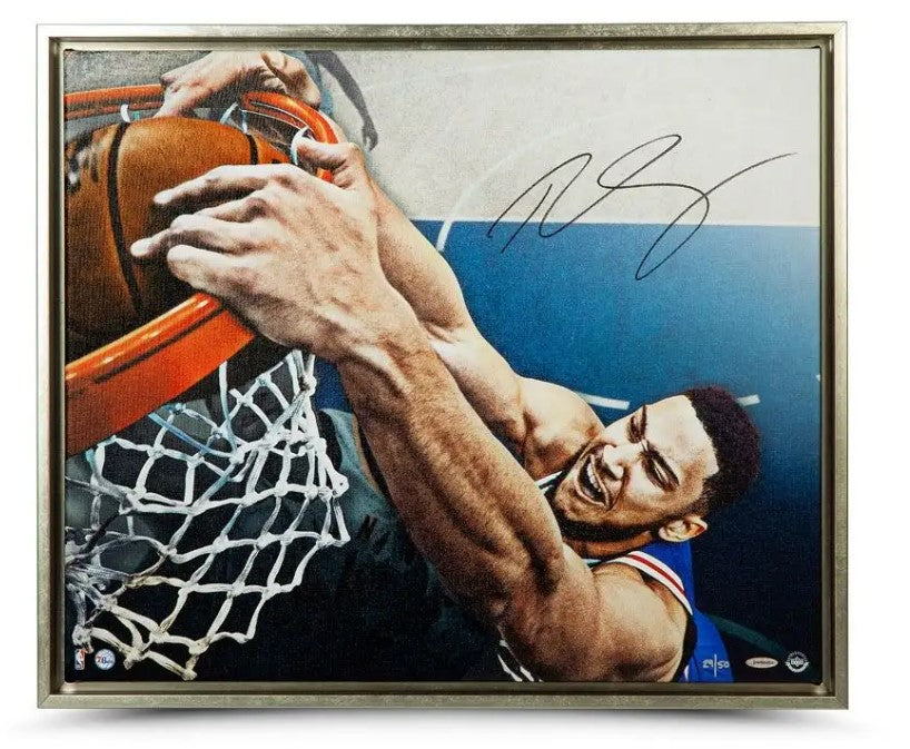 Ben Simmons Philadelphia 76ers Autographed Framed 20" x 24" "Jam" Basketball Canvas - 2/50