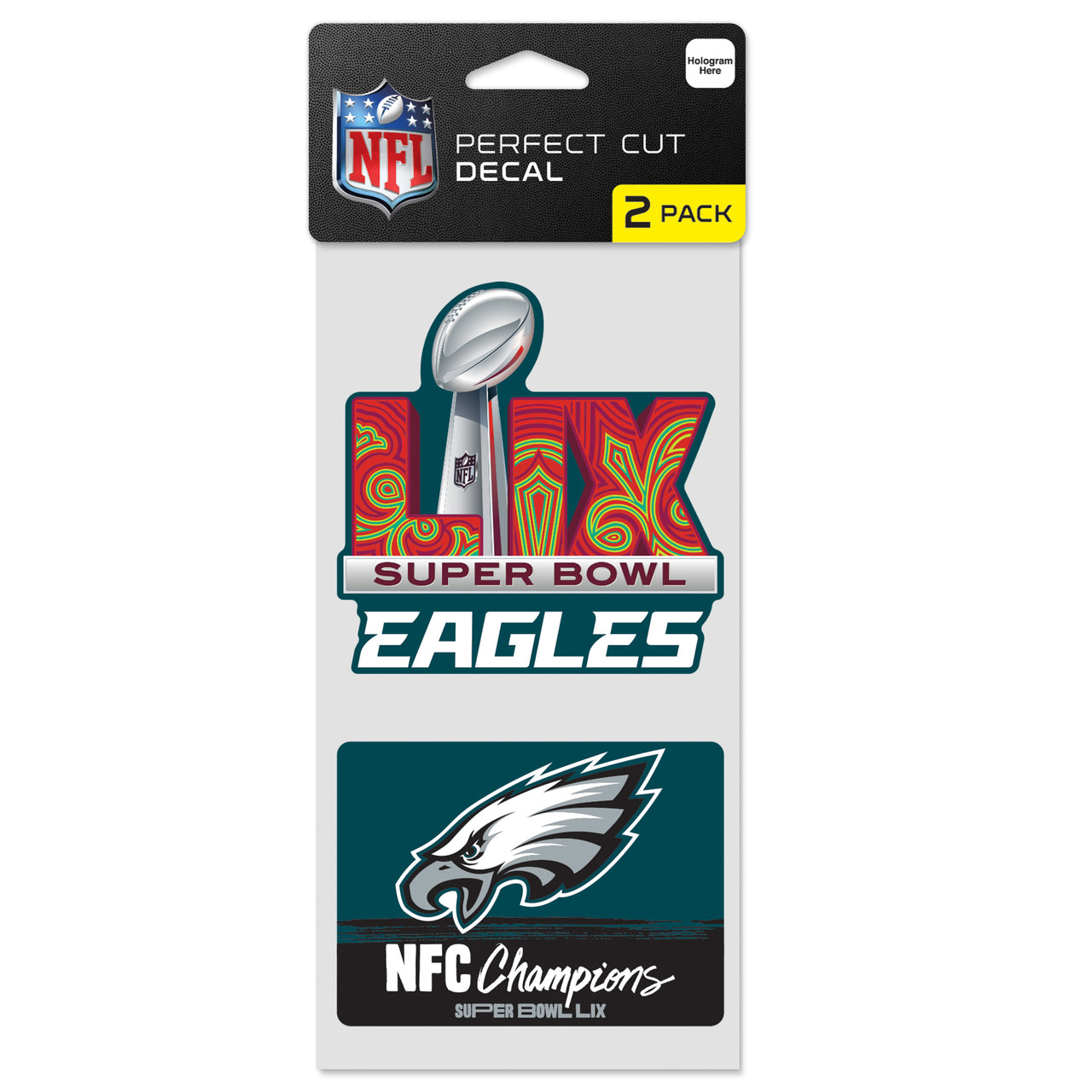 Philadelphia Eagles 2024 NFC Champions Two-Pack 4" x 8" Perfect Cut Decal Set