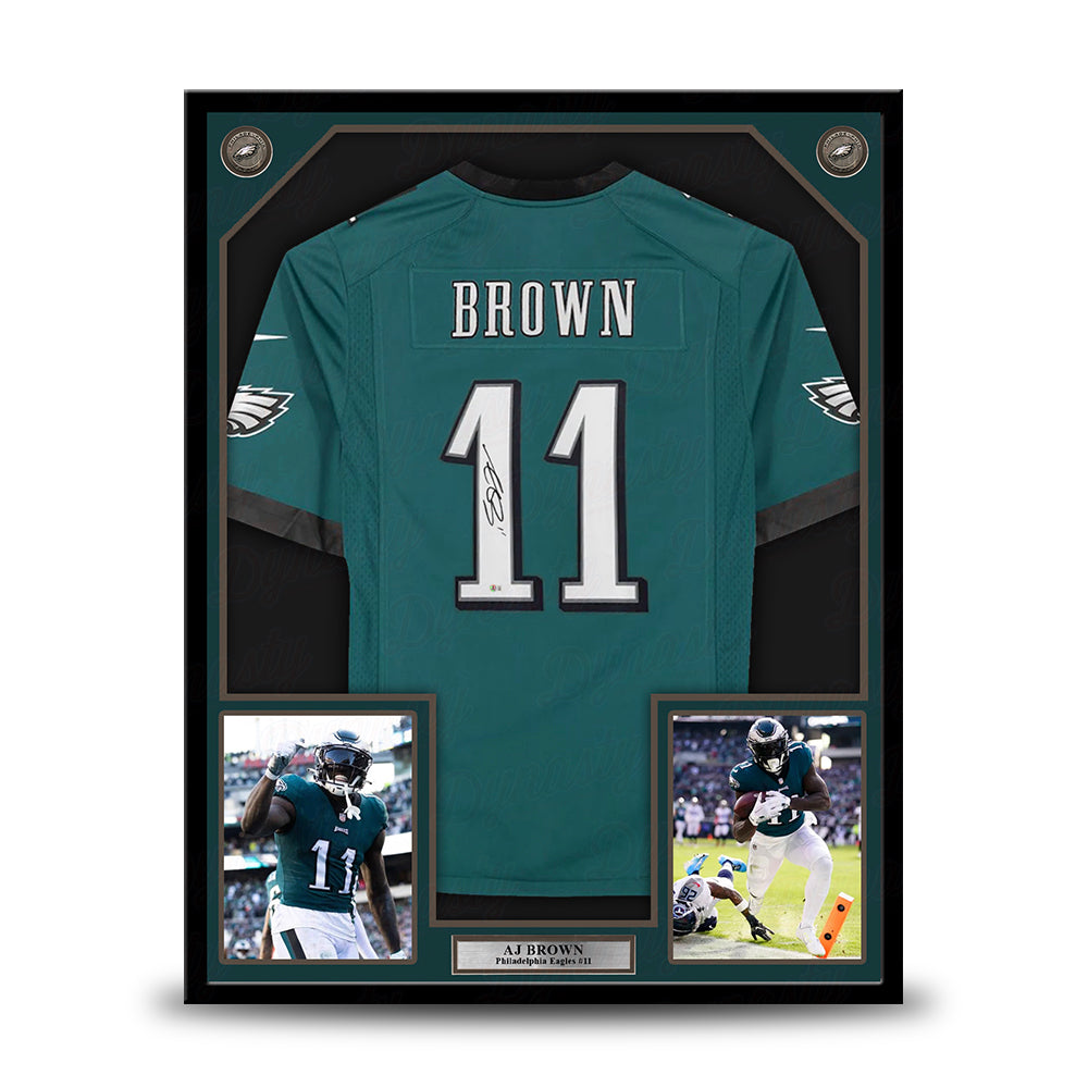 AJ Brown Philadelphia Eagles Autographed Framed Midnight Green Football Jersey