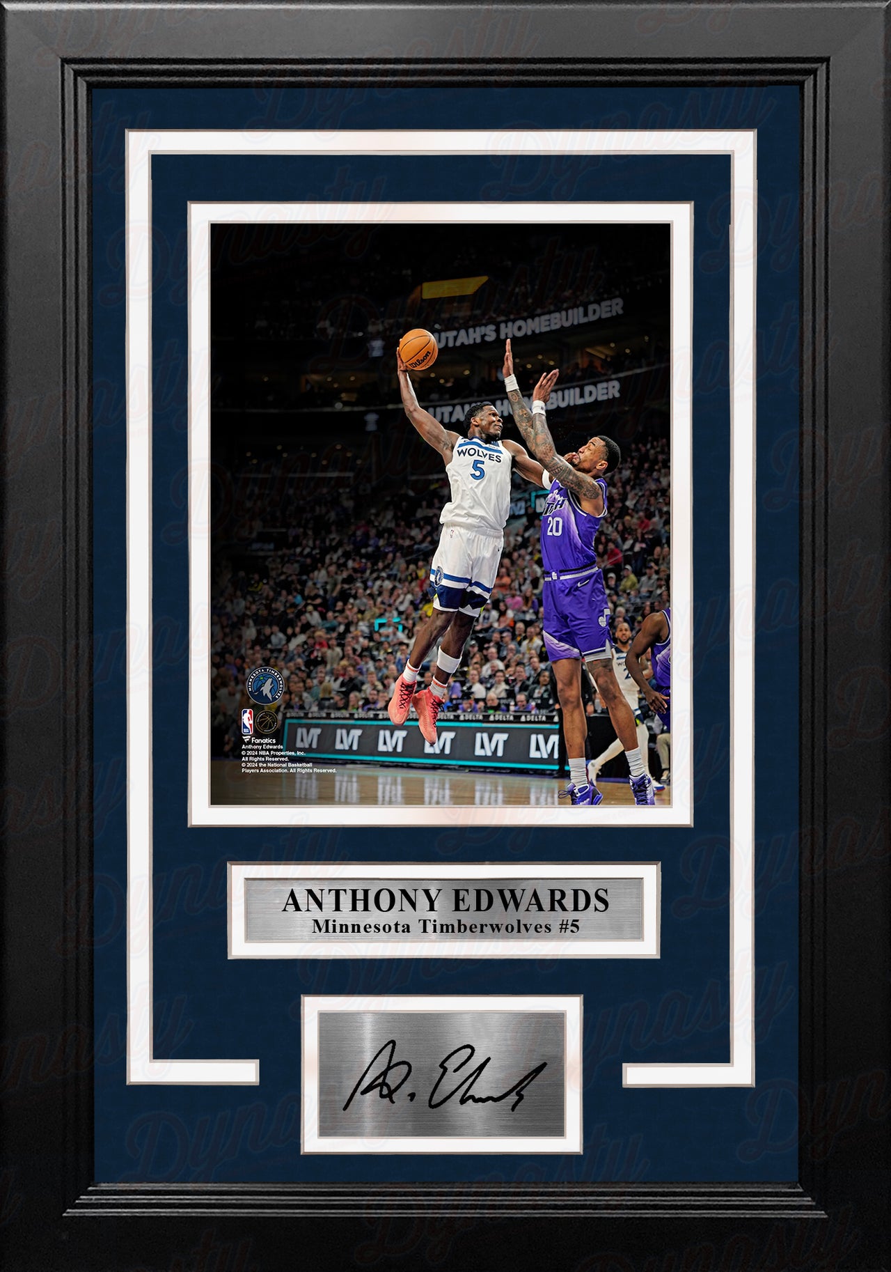 Anthony Edwards One-Handed Dunk Minnesota Timberwolves 8" x 10" Framed Photo with Engraved Autograph