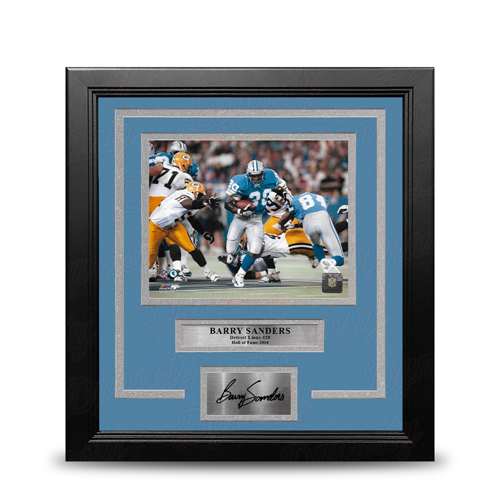 Barry Sanders v. Packers Detroit Lions 8" x 10" Framed Football Photo with Engraved Autograph