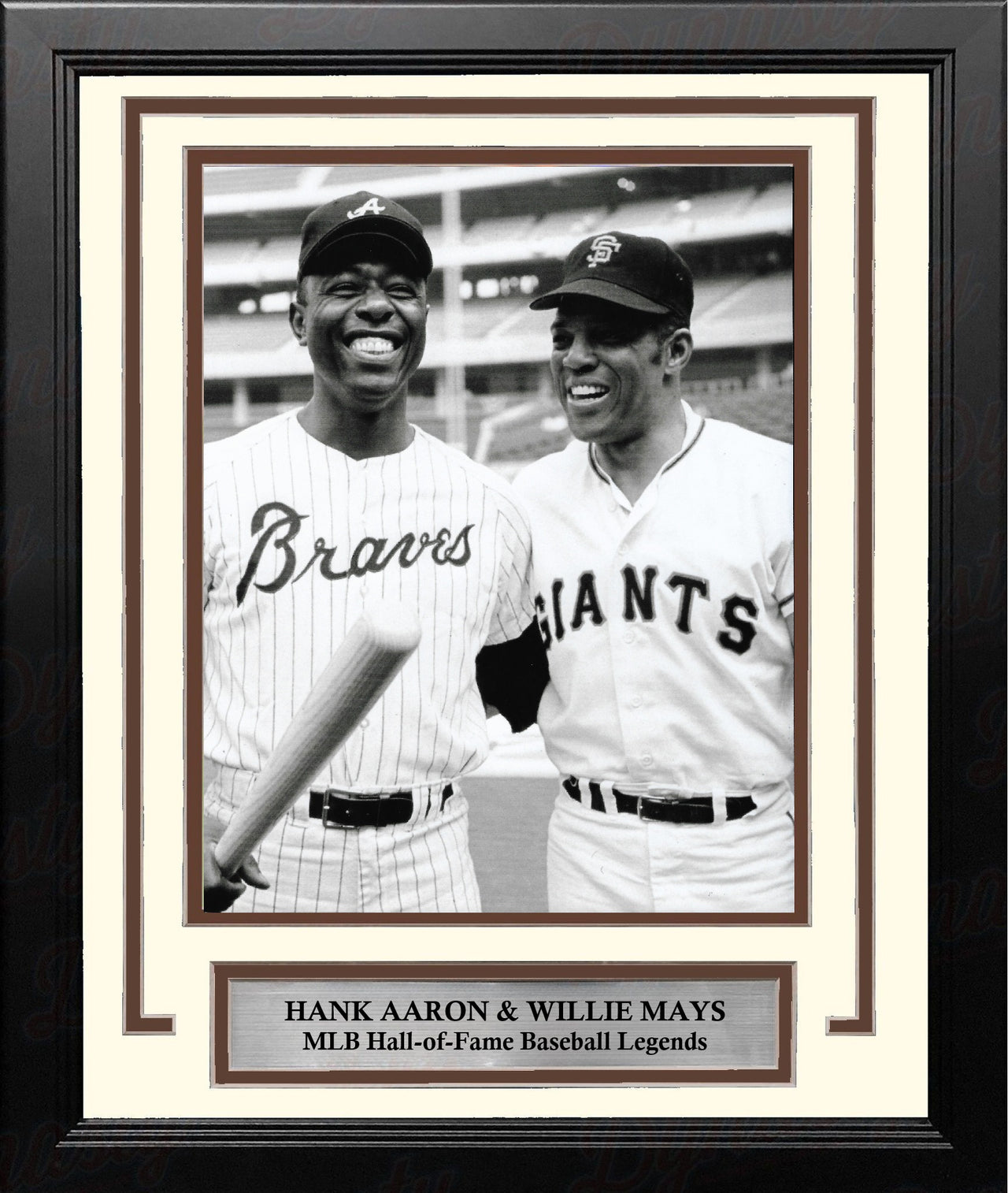 Hank Aaron and Willie Mays 8" x 10" Framed Baseball Legends Photo