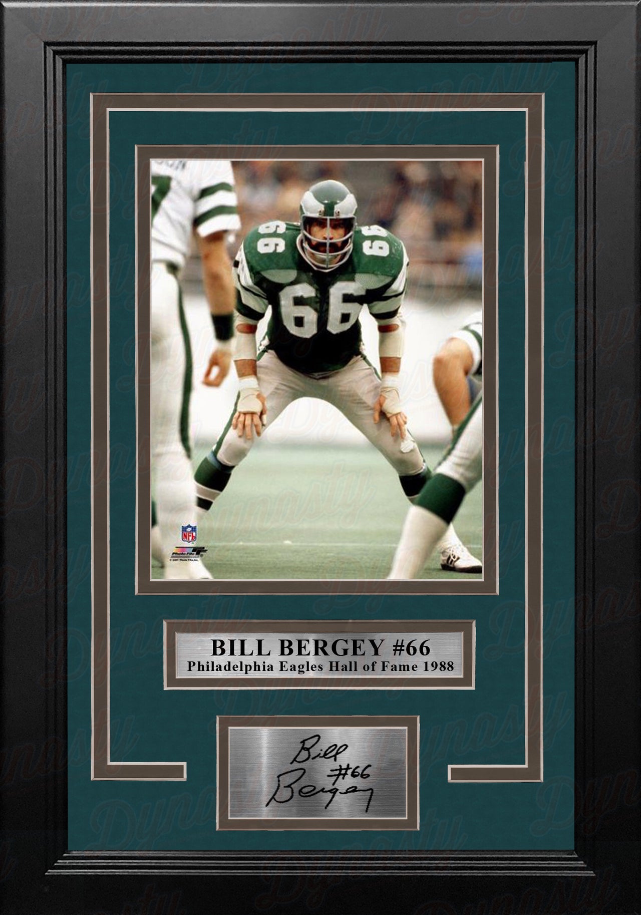 Bill Bergey in Action Philadelphia Eagles 8" x 10" Framed Football Photo with Engraved Autograph