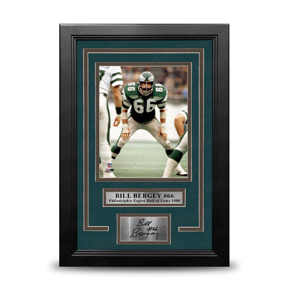 Bill Bergey in Action Philadelphia Eagles 8" x 10" Framed Football Photo with Engraved Autograph